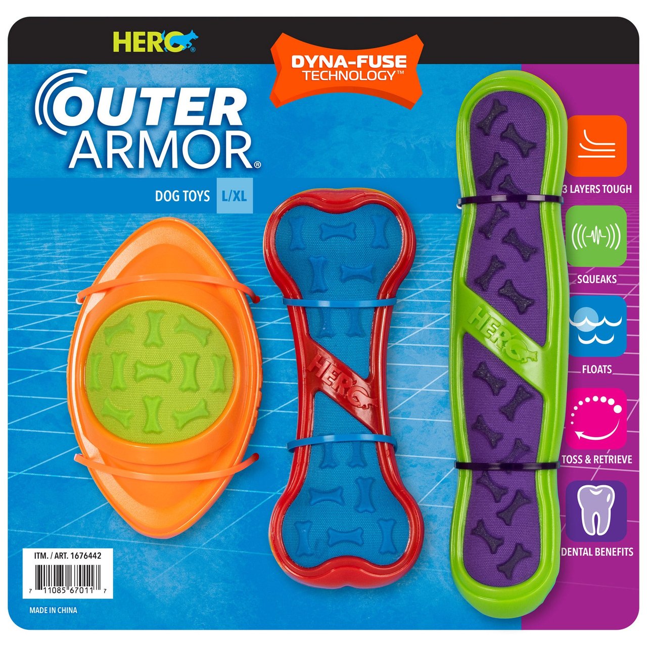 Hero Outer Armor Dog Toys, 3-Pack L/XL - Image 1