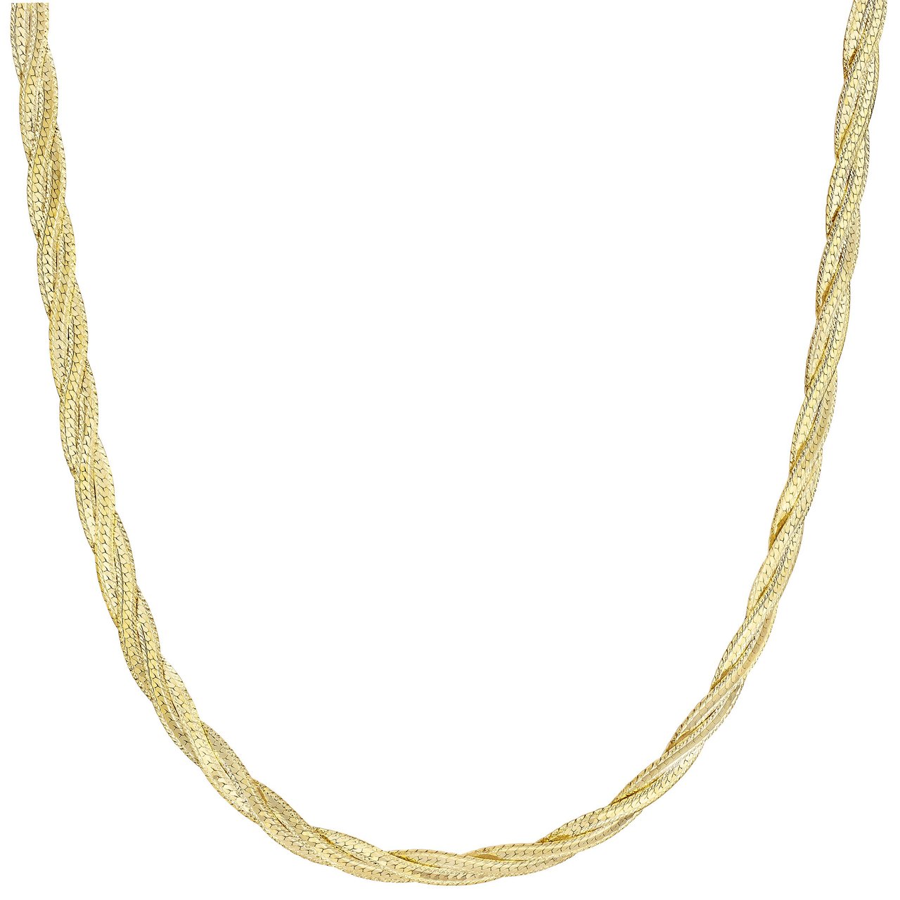 14KT Yellow Gold Diamond-Cut Braided Necklace 18" Made in Italy - Image 1