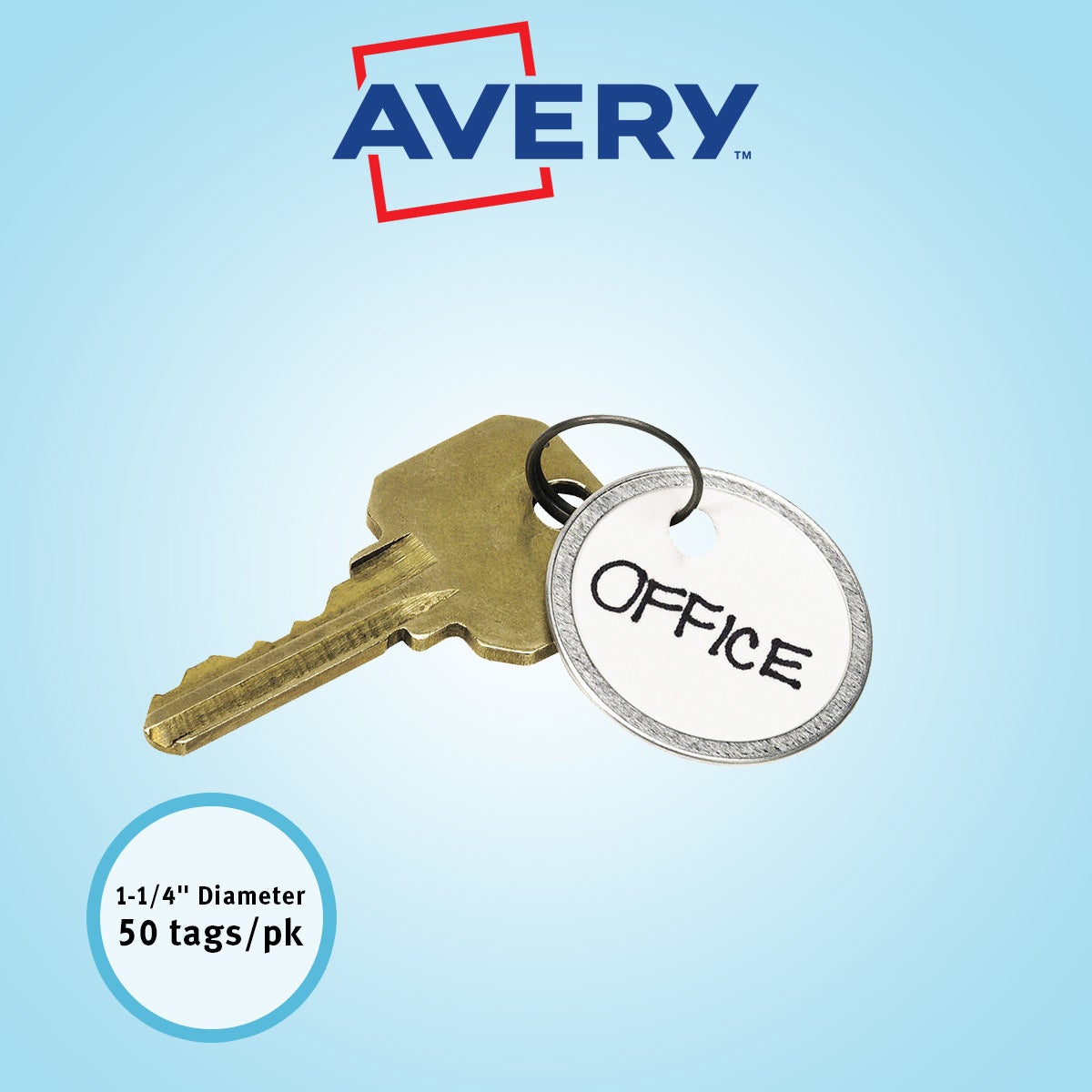 Avery Metal Rim Round Key Tags, 50 Count
