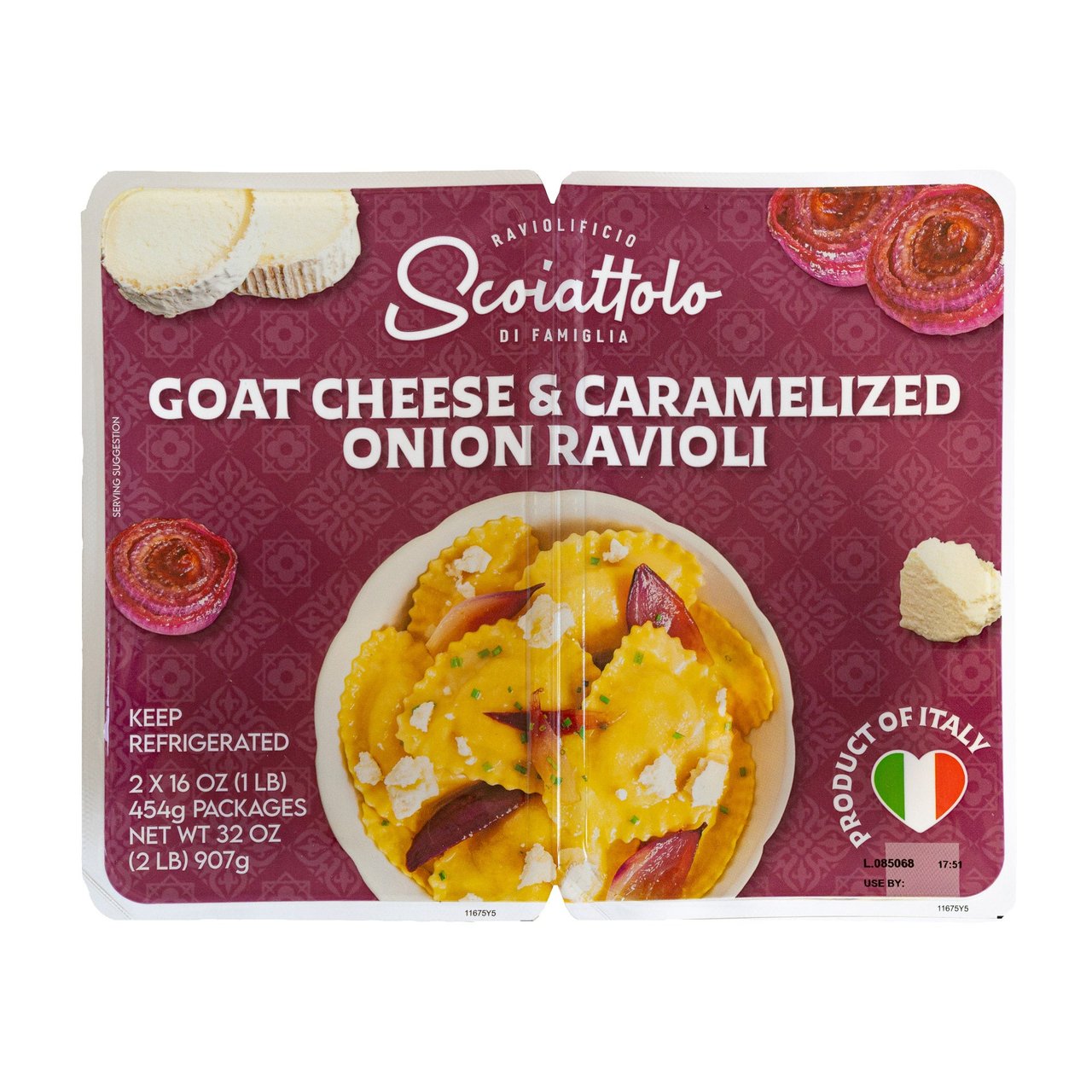 Scoiattolo Goat Cheese & Caramelized Onion Ravioli 32 Ounces - Image 1