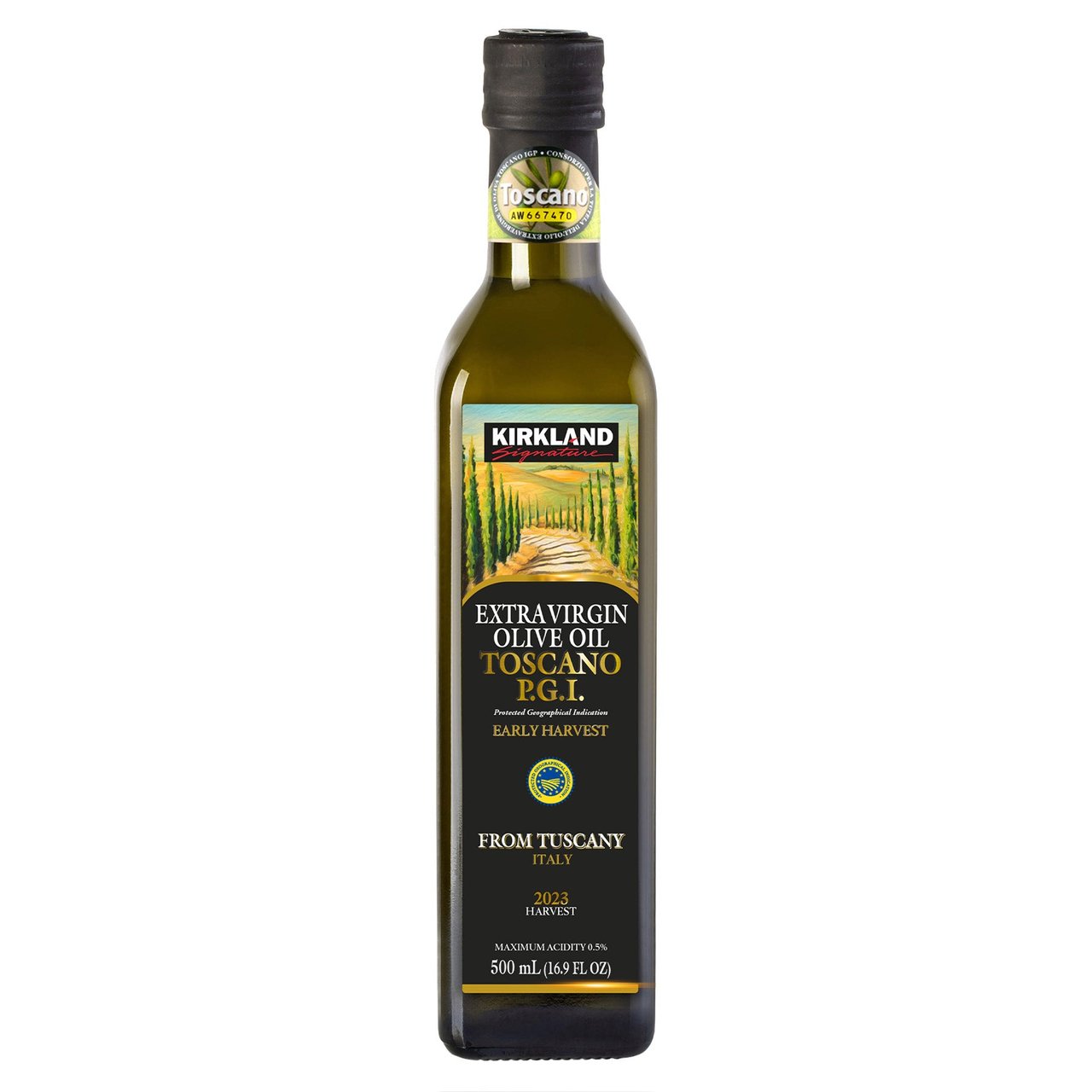 Kirkland Signature Toscano PGI Early Harvest Extra Virgin Olive Oil, 500 ml Bottle - Image 1