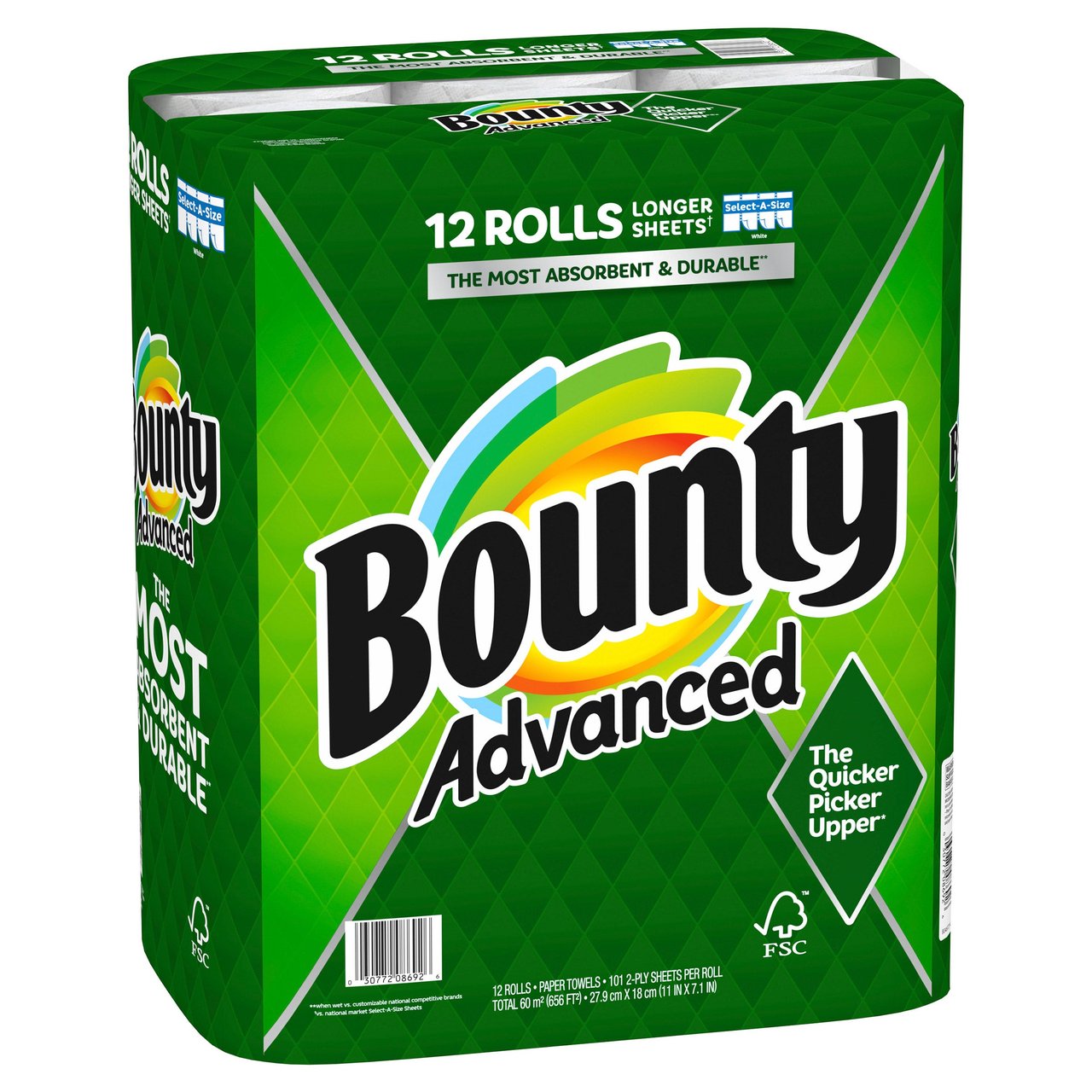 Bounty Advanced Paper Towel 656 Sq Ft 12 Rolls / 101 Sheets - Image 1