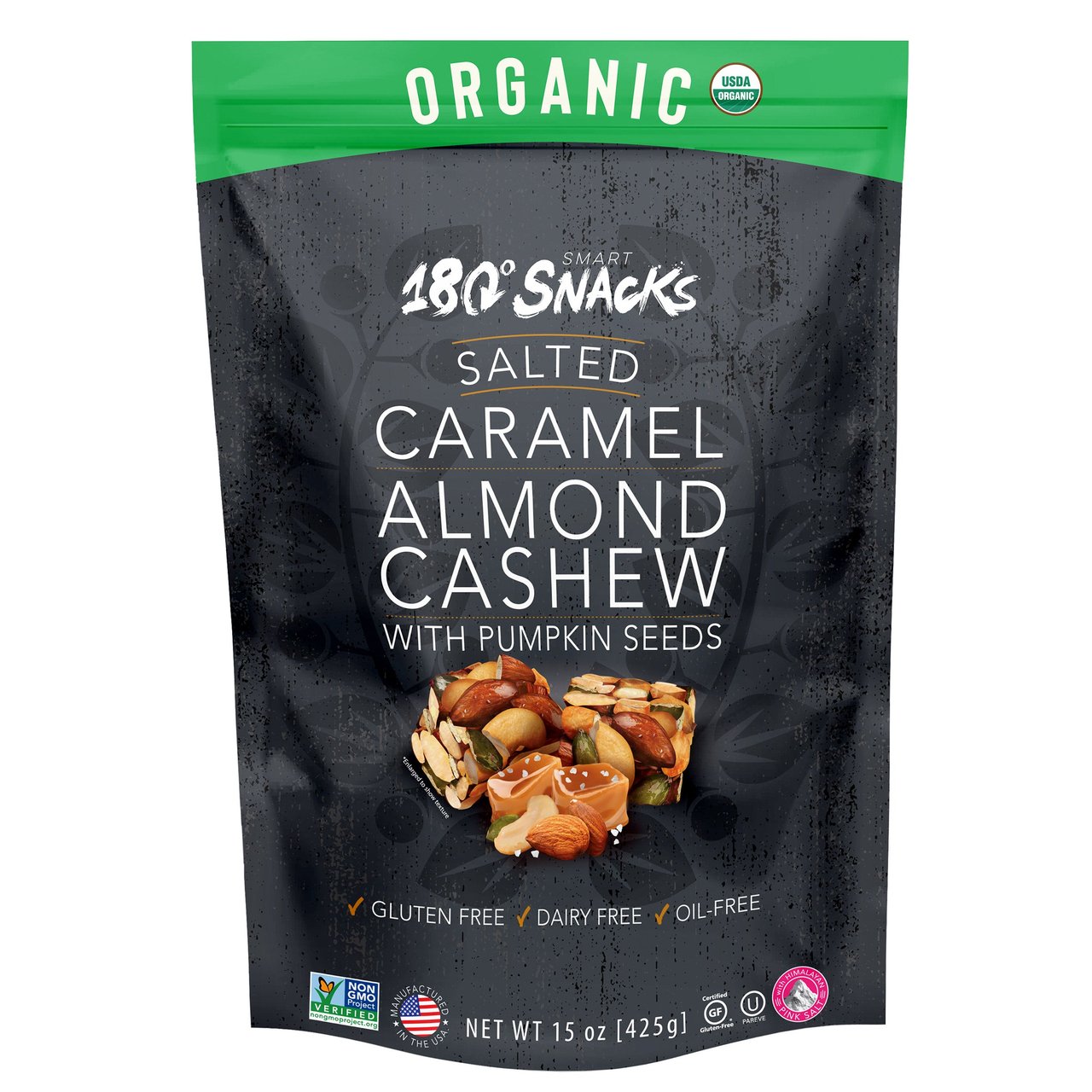180 Snacks Organic Salted Caramel Almond Cashew Nut Squares 15 oz - Image 1