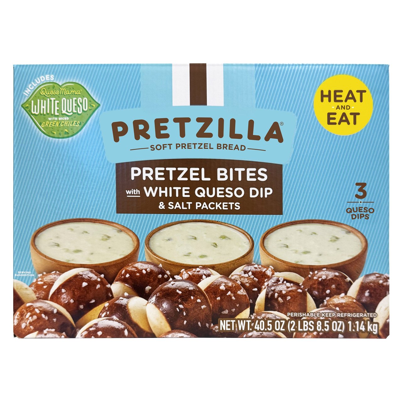 Pretzilla Pretzel Bites with White Queso Dip 40.5 Ounce Box - Image 1