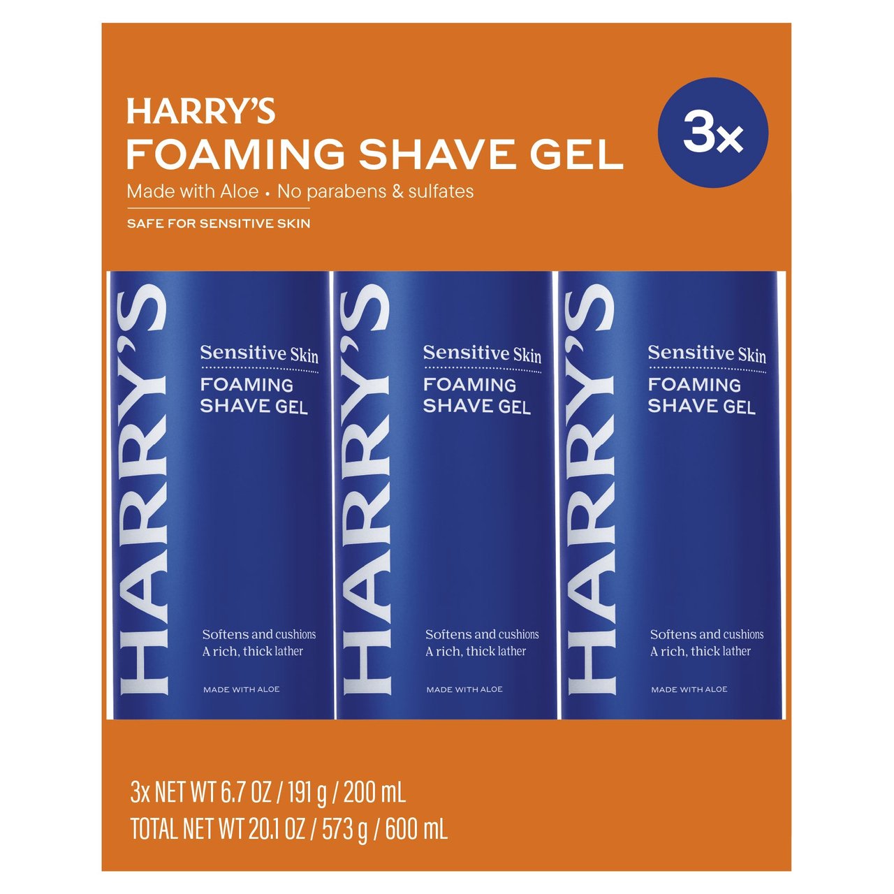 Harry's Foaming Shave Gel, 3 x 6.7 oz - Image 1