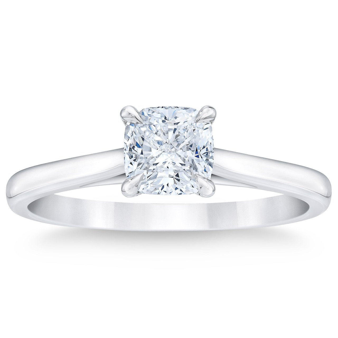 1.01 ct Cushion Cut Platinum Solitaire Ring, VS2 Clarity, "E" Color Diamond - Image 1