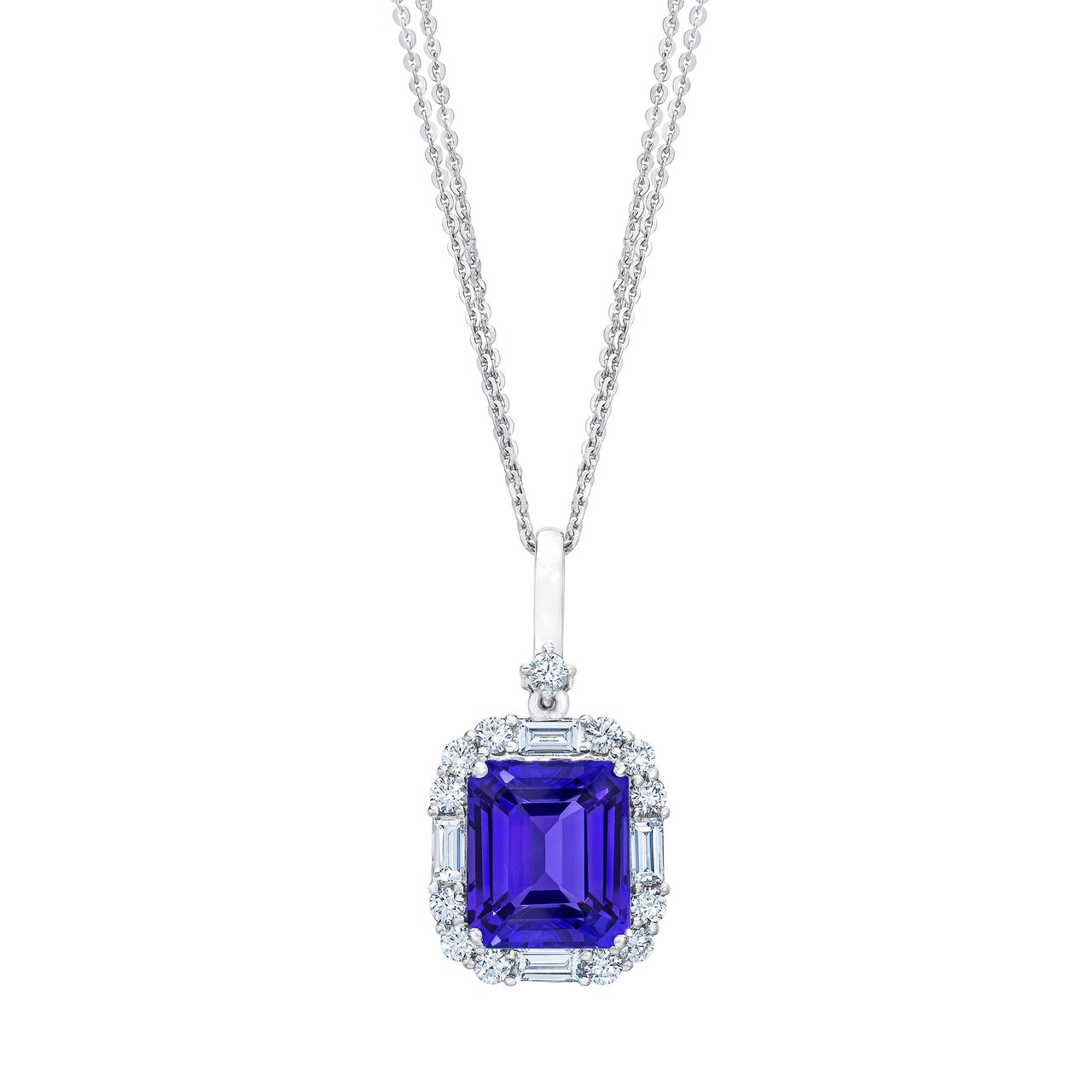 14kt White Gold 1.09 CTW VS2 I Diamond Tanzanite Necklace - Image 1
