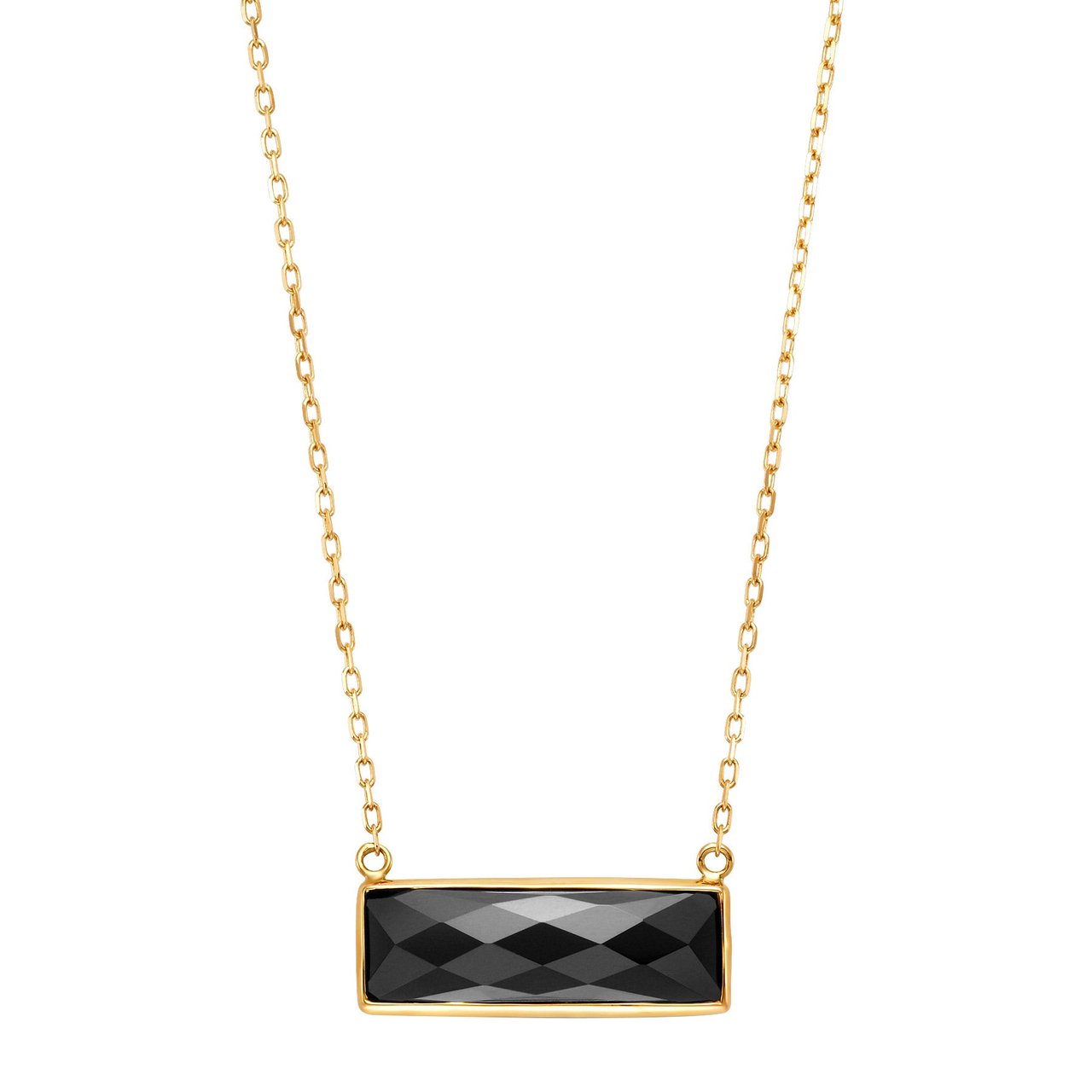 14kt Yellow Gold Black Onyx Bezel Set Necklace 18" - Image 1