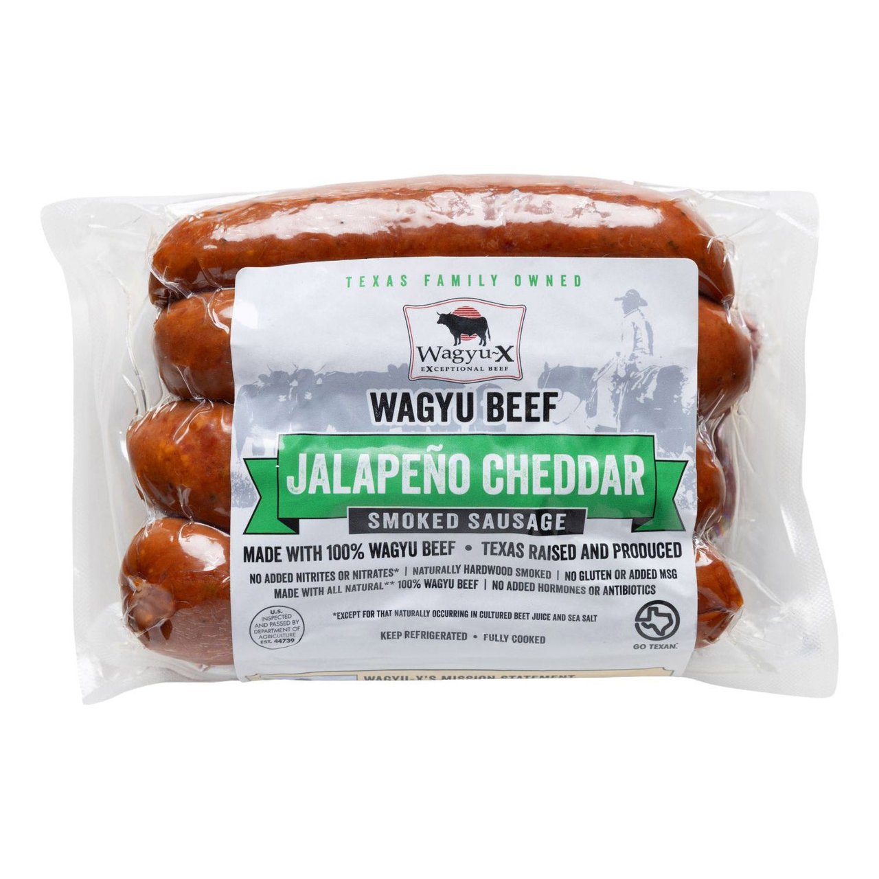 Wagyu-X Beef Jalapeño Cheese Smoked Sausage, 2 lb - Image 1