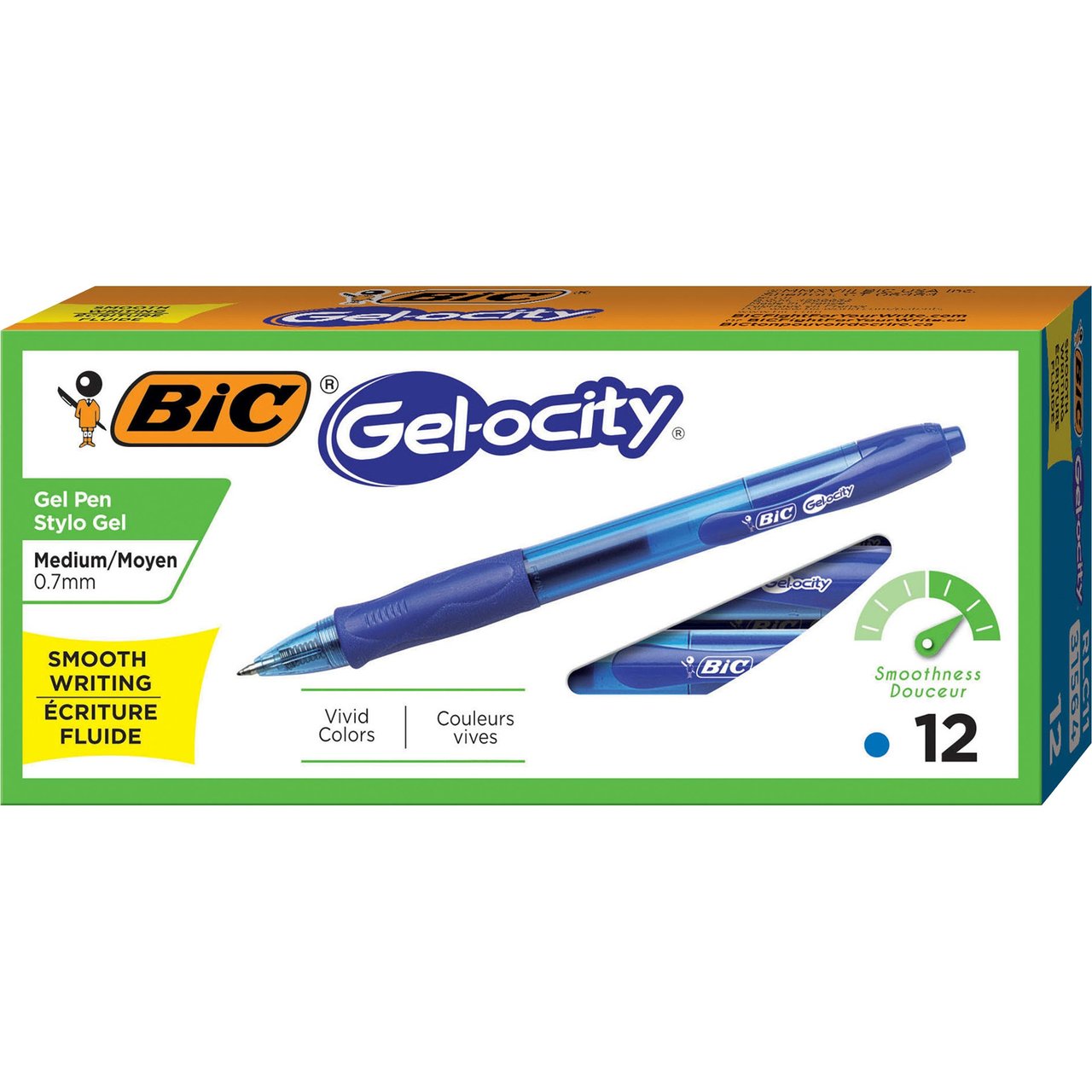 BIC Velocity Gel Roller Pen, Blue, 12-Pack (BICRLC11BE) - Image 1