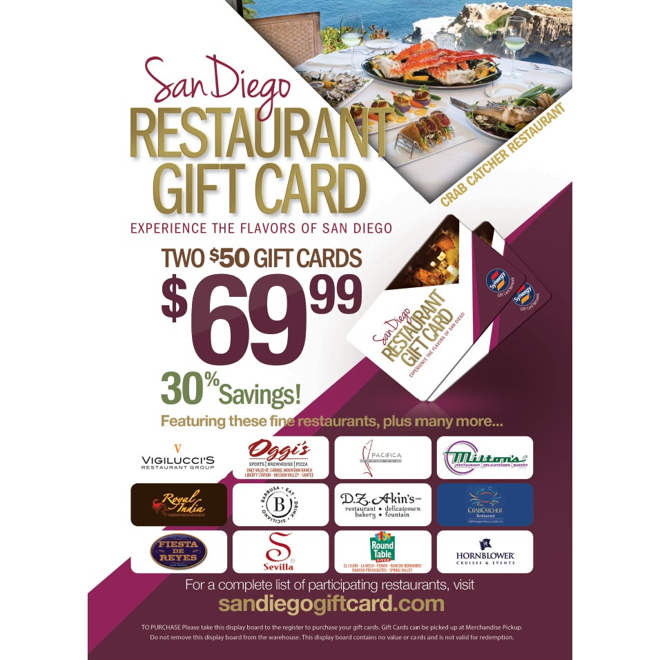 San Diego Restaurant Two $50 Gift Cards (Non-Refundable) - Image 1