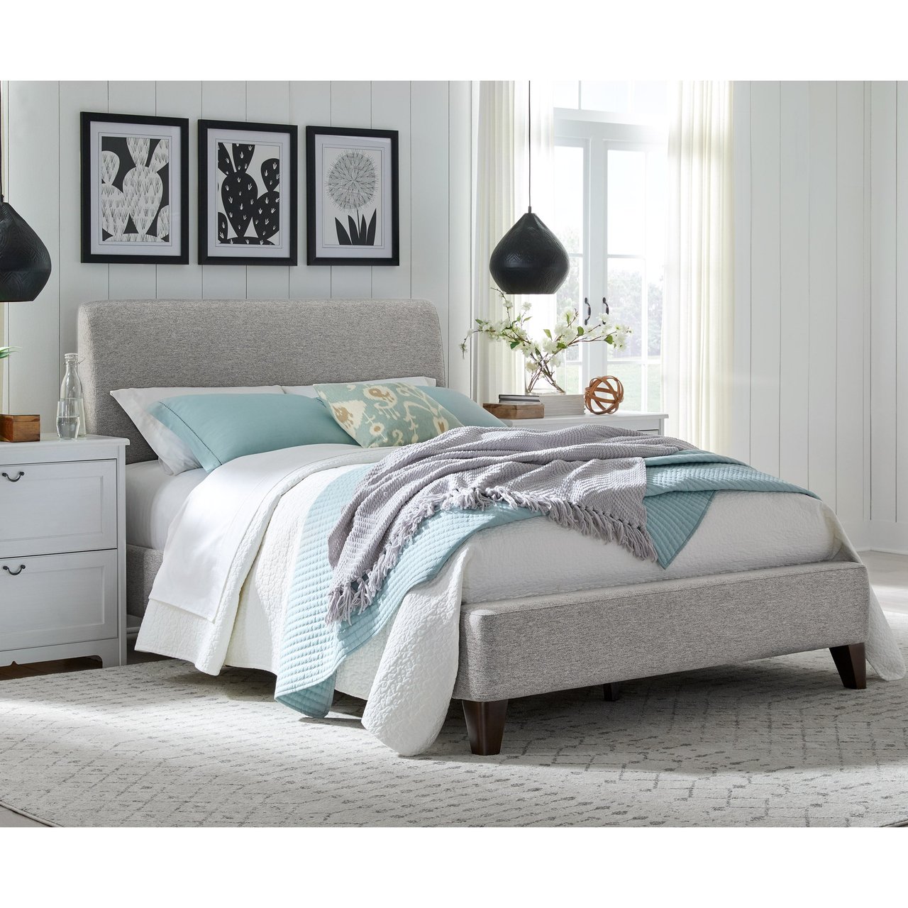 Northridge Home Cecelia Gray King Upholstered Bed - Image 1