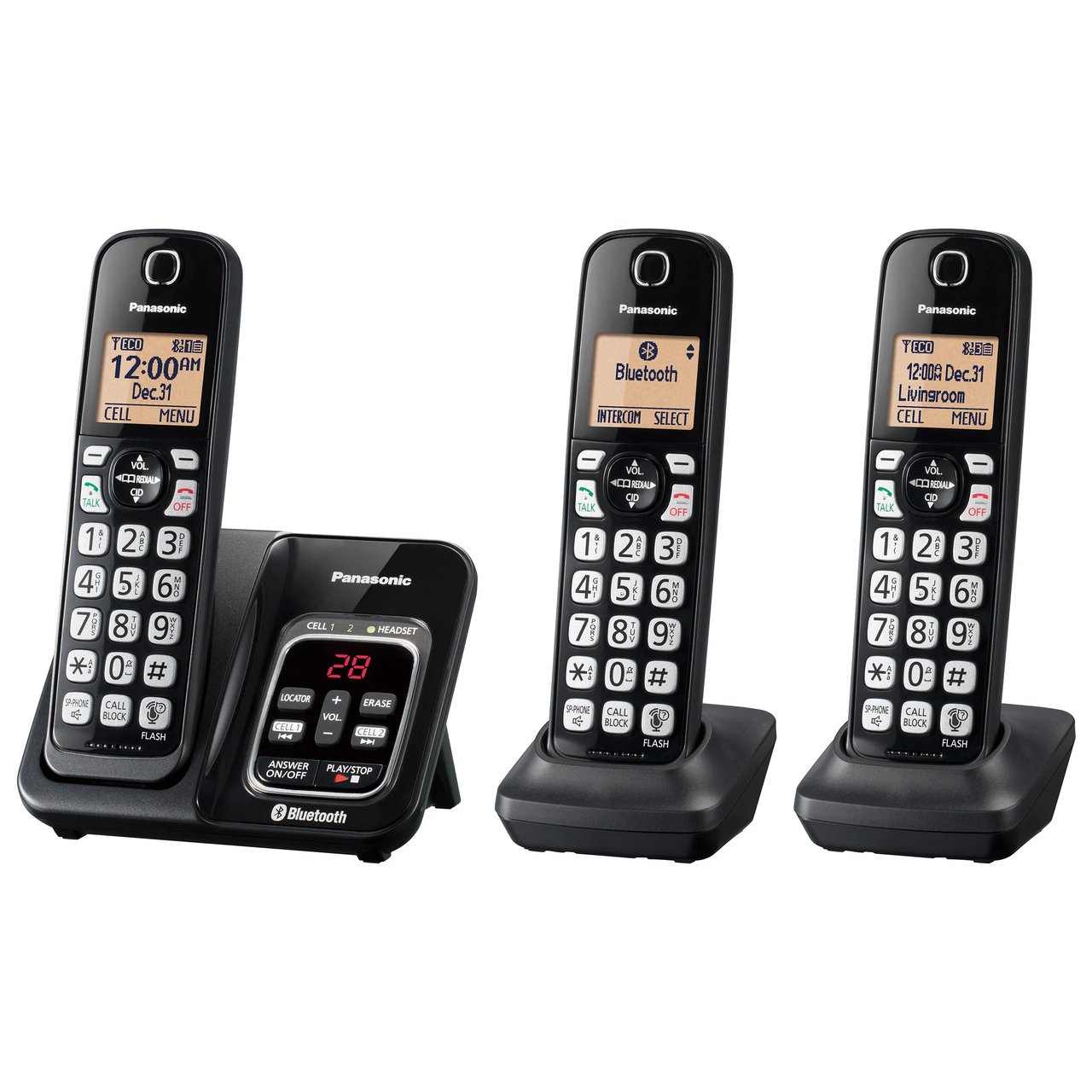 Panasonic KX-TG833 DECT 6.0 Bluetooth 3-Handset Phone - Image 1