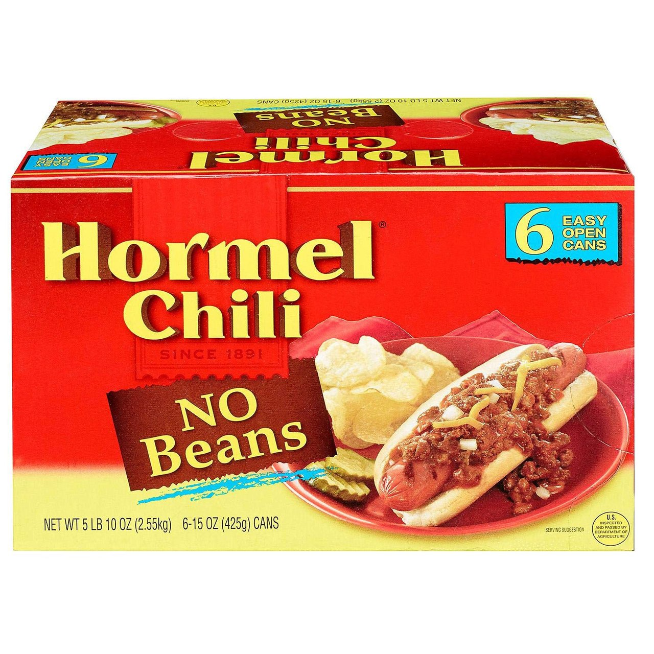 Hormel Chili No Beans, 6 Count, 15 oz Cans - Image 1