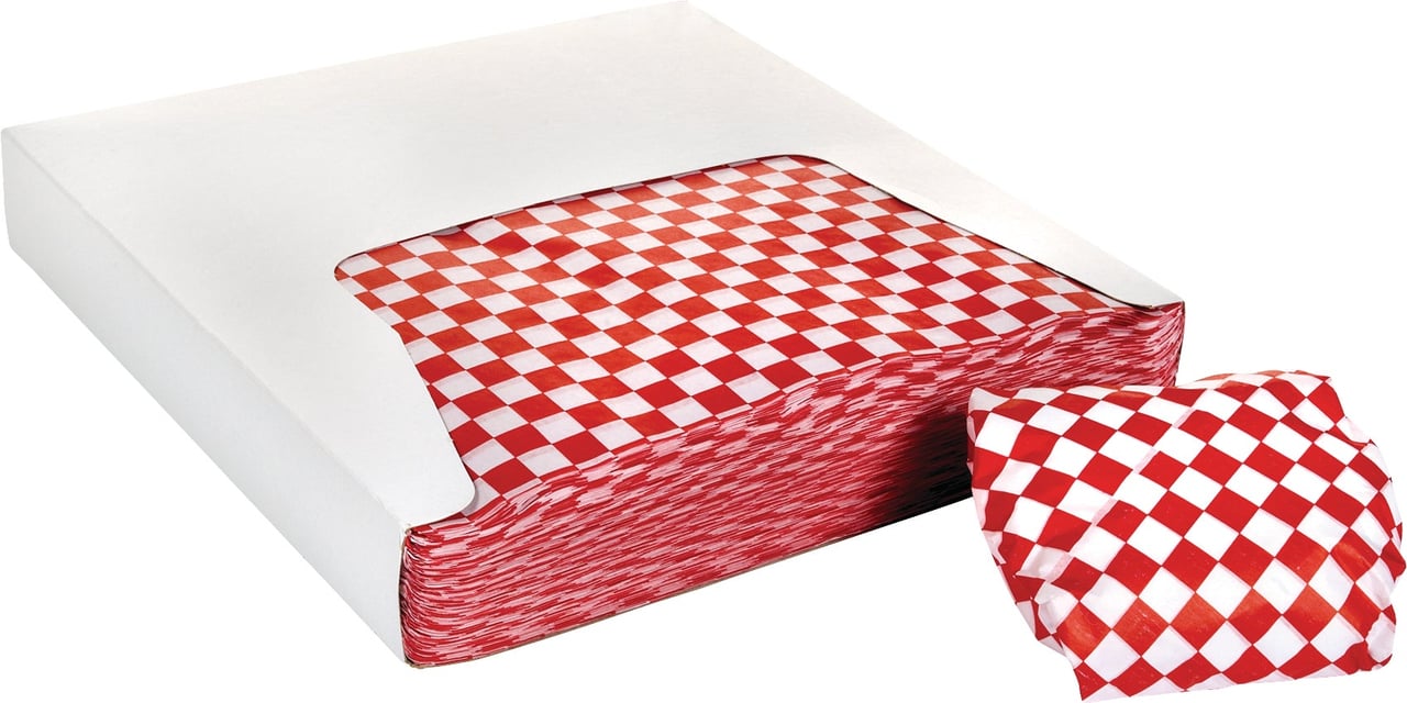 Bagcraft 12" x 12" Deli Wrap Red Checkered 1000 CT