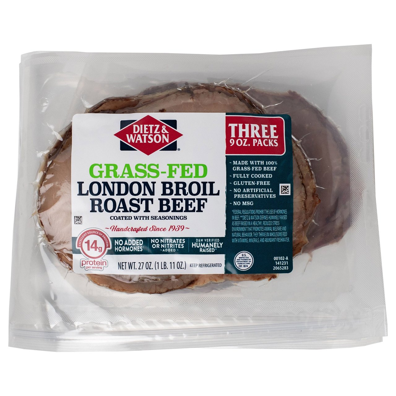 DIETZ & WATSON GRASS FED ROAST BEEF 3/9 OZ - Image 1