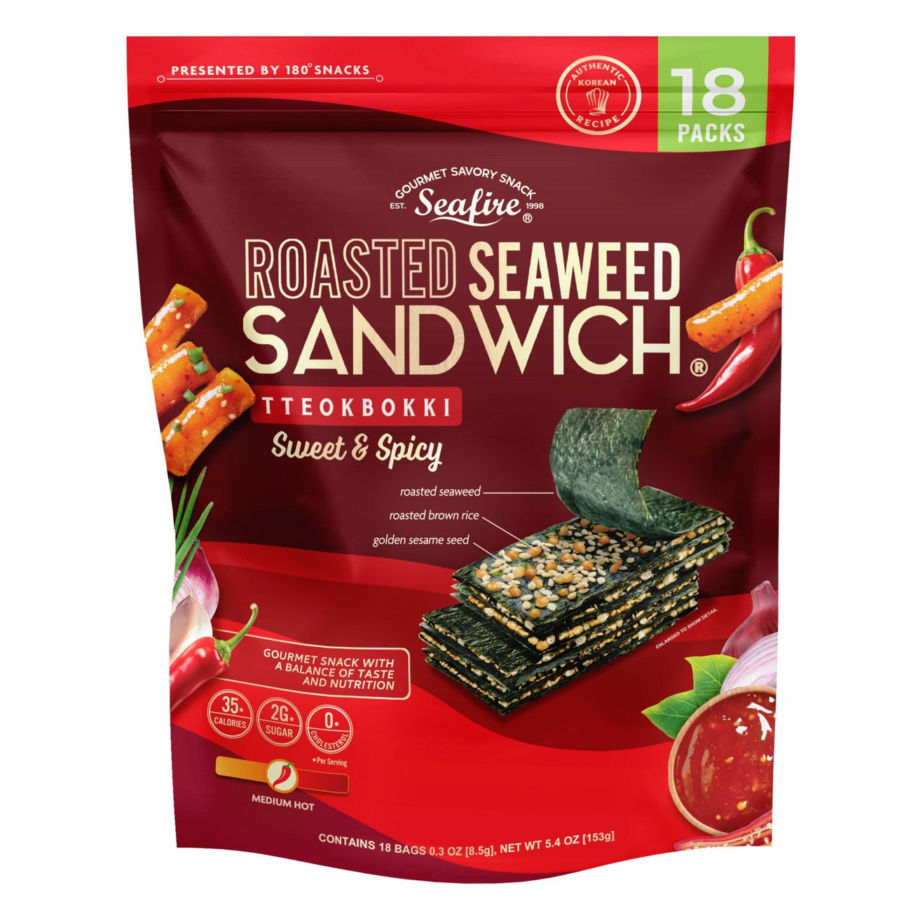 Seafire Tteokbokki Seaweed Sandwich 18 CT - Image 1
