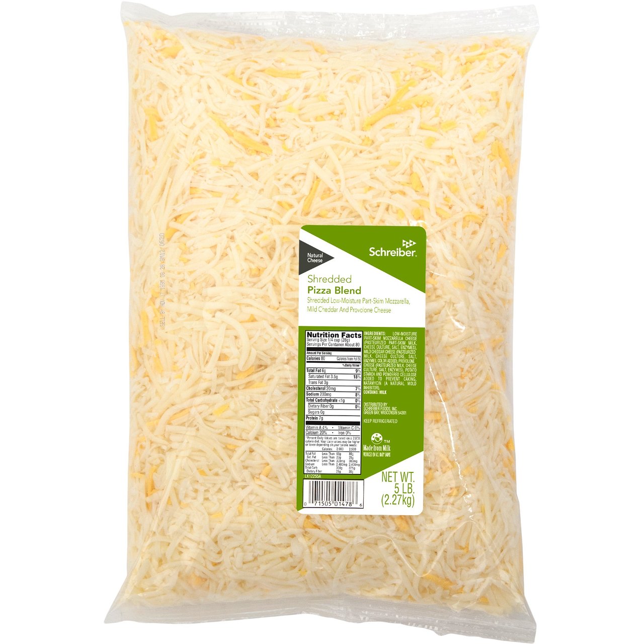 Schreiber Mozzarella, Provolone & Cheddar Cheese Blend 5 lb - Image 1