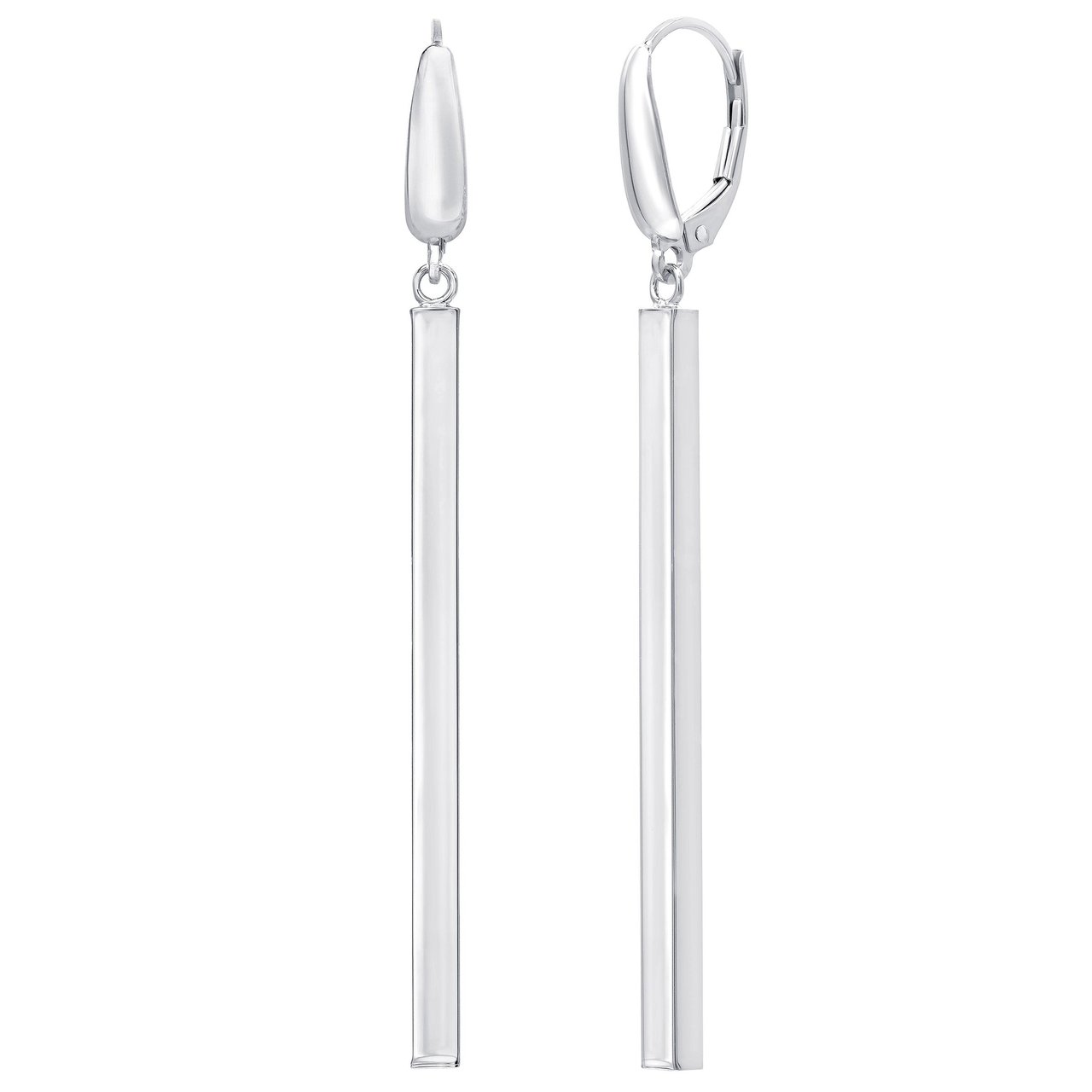14kt White Gold Stick Dangle Earrings Made in Italy - Image 1