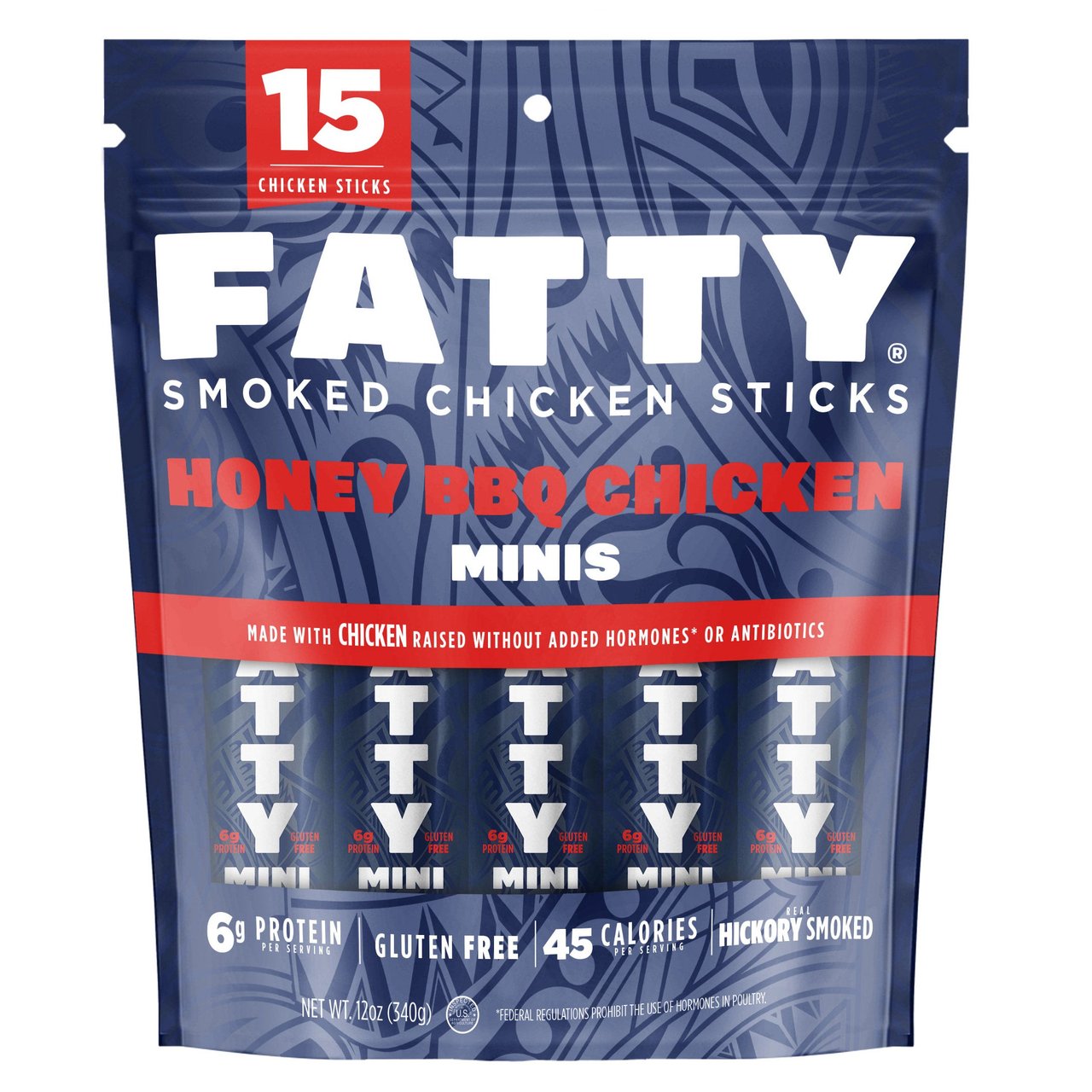 FATTY Meat Sticks Honey BBQ Chicken 12 oz (15 Count) - Image 1