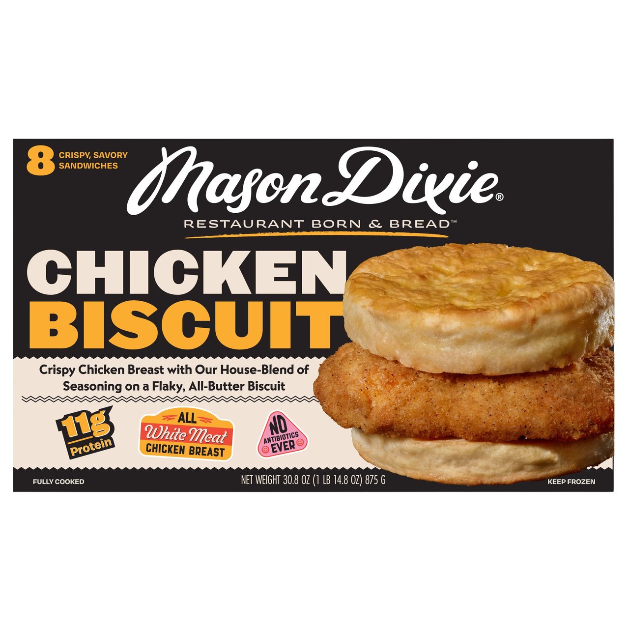 Mason Dixie Chicken Biscuit Sandwiches, 8 Count (1.92 lbs) - Image 1