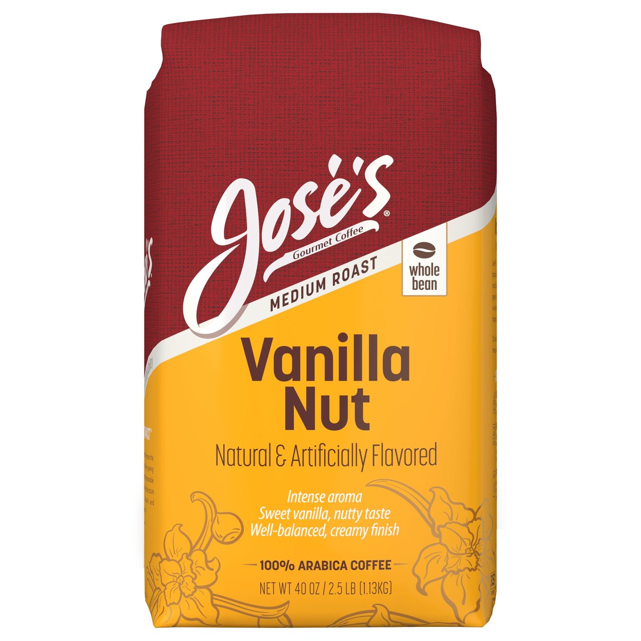 Jose's Vanilla Nut Whole Bean Coffee, 2.5 lb - Image 1