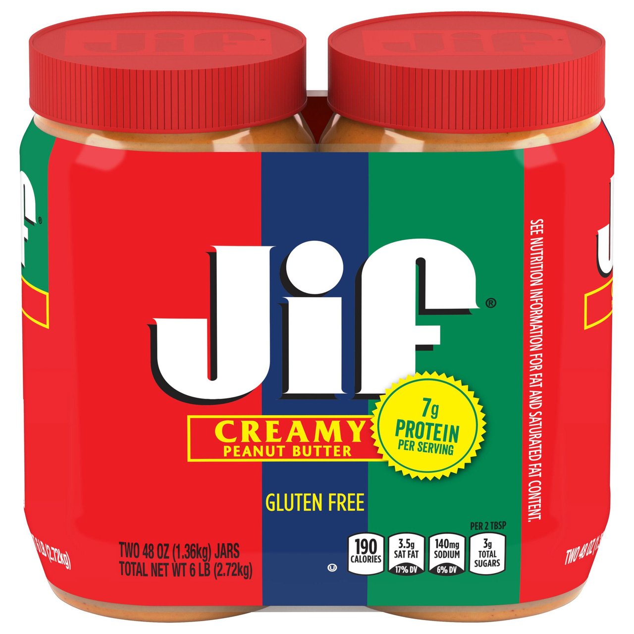 Jif Creamy Peanut Butter, 2/48 Ounce Jars - Image 1