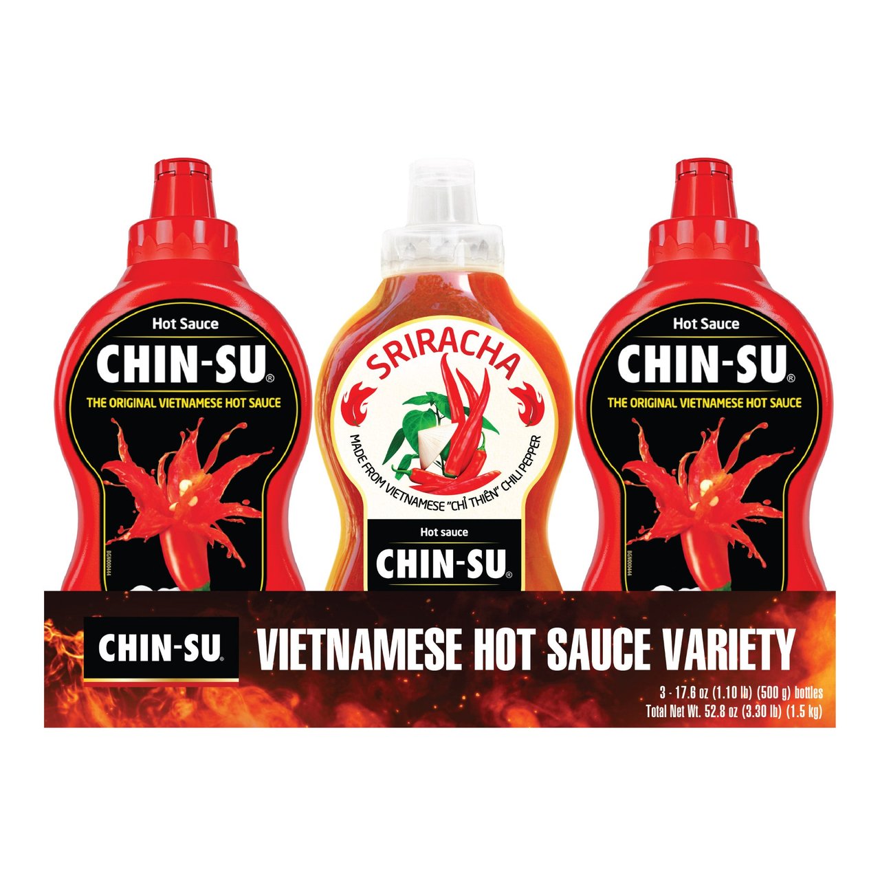 Chin-Su Vietnamese Hot Sauce 3 Pack 17.6 Ounces EA - Image 1