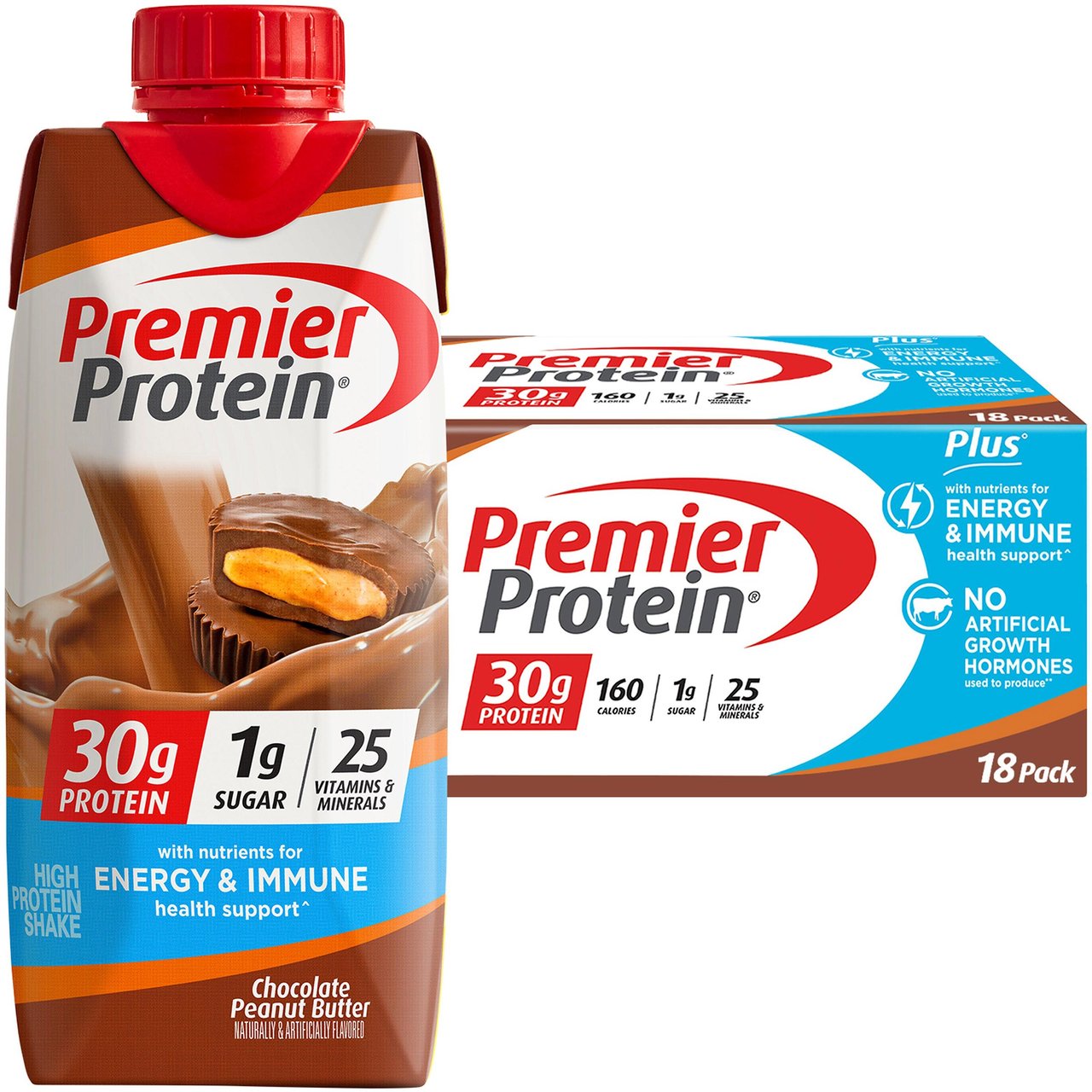 Premier Protein Chocolate Peanut Butter Shakes, 18-Pack, 11 fl oz