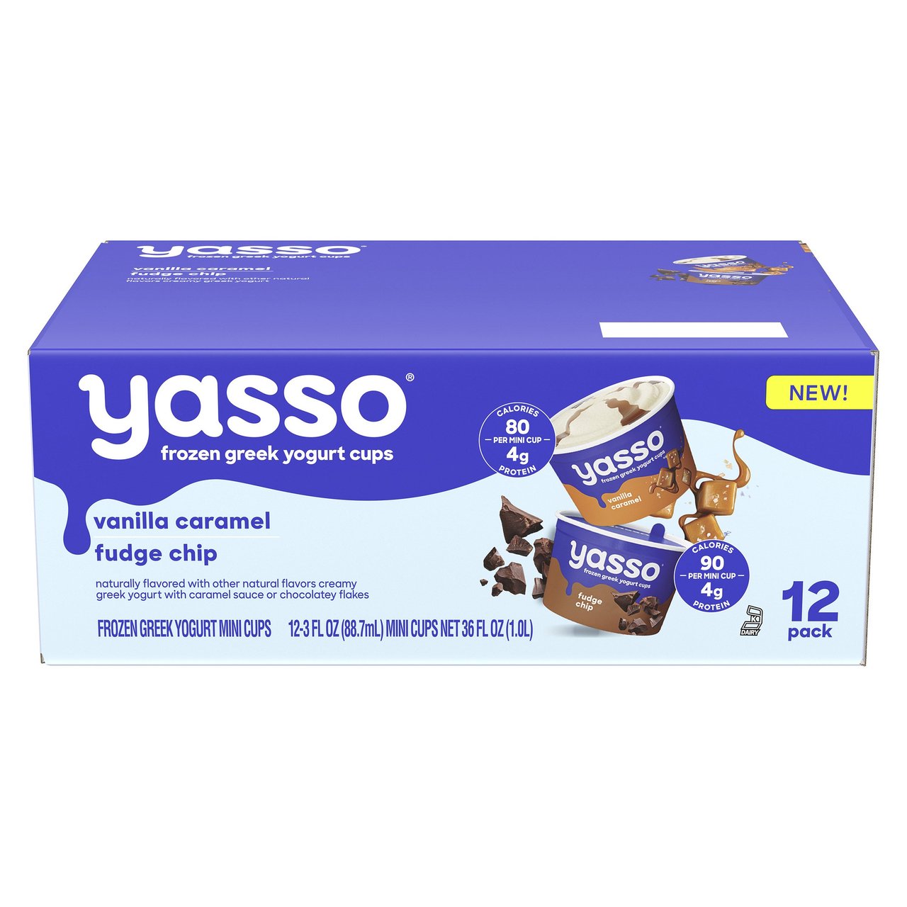 Yasso Vanilla Caramel & Fudge Chip Frozen Greek Yogurt Mini Cups, 12 CT - Image 1
