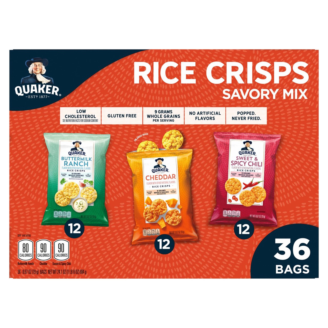 Quaker Rice Crisps Savory Variety 36 CT - Image 1