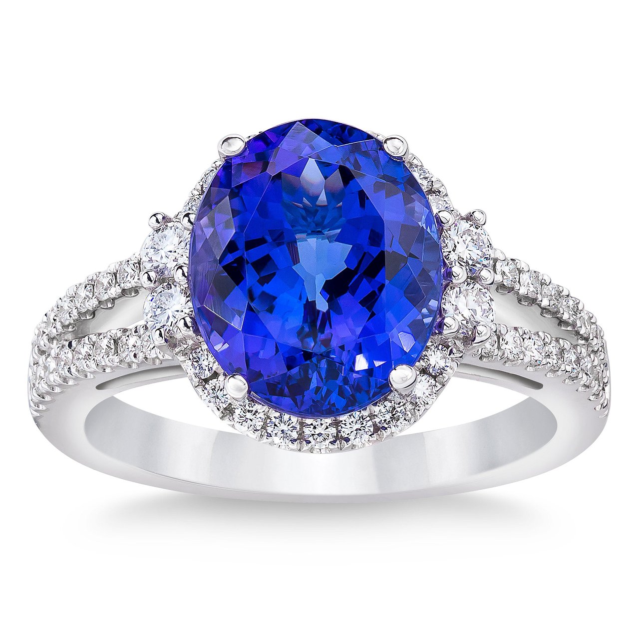 14KT White Gold .42CTW VS2, I Diamond and Tanzanite Ring - Image 1