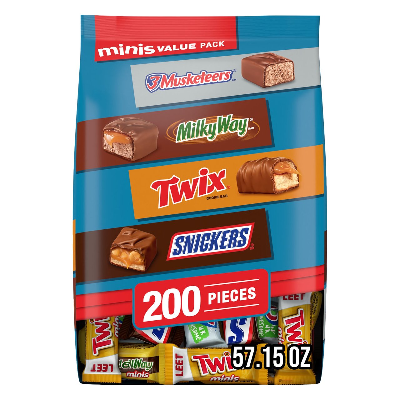 Mars Minis Chocolate Candy Variety Pack, 200 Count, 57.15 oz - Image 1