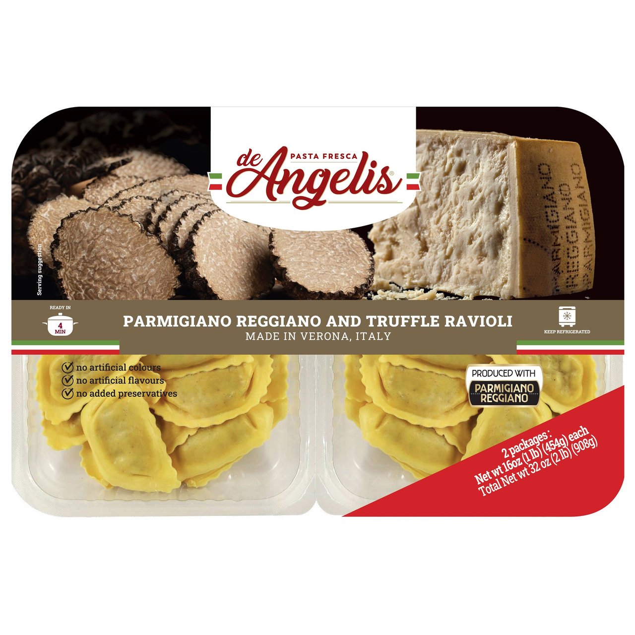 De'Angelis Truffle & Parmigiano Ravioli, 32 oz - Image 1