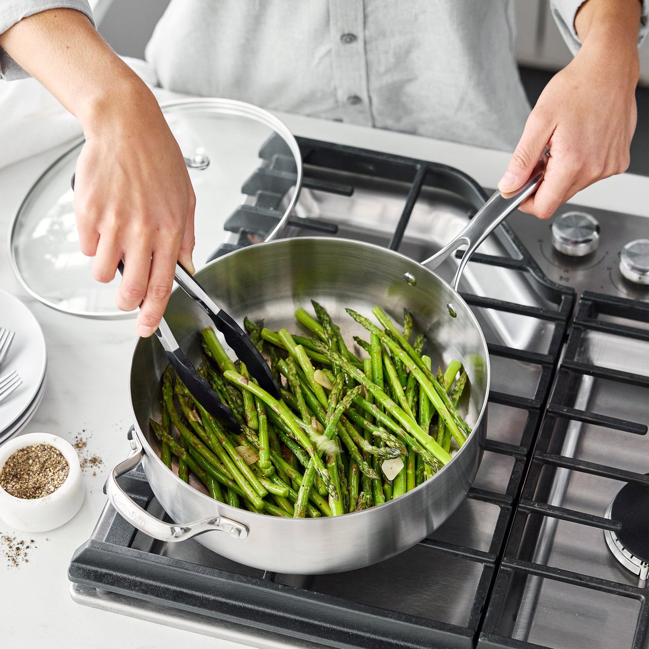 GreenPan Superior 5-Quart Stainless Steel Sauté Pan with Lid - Image 1