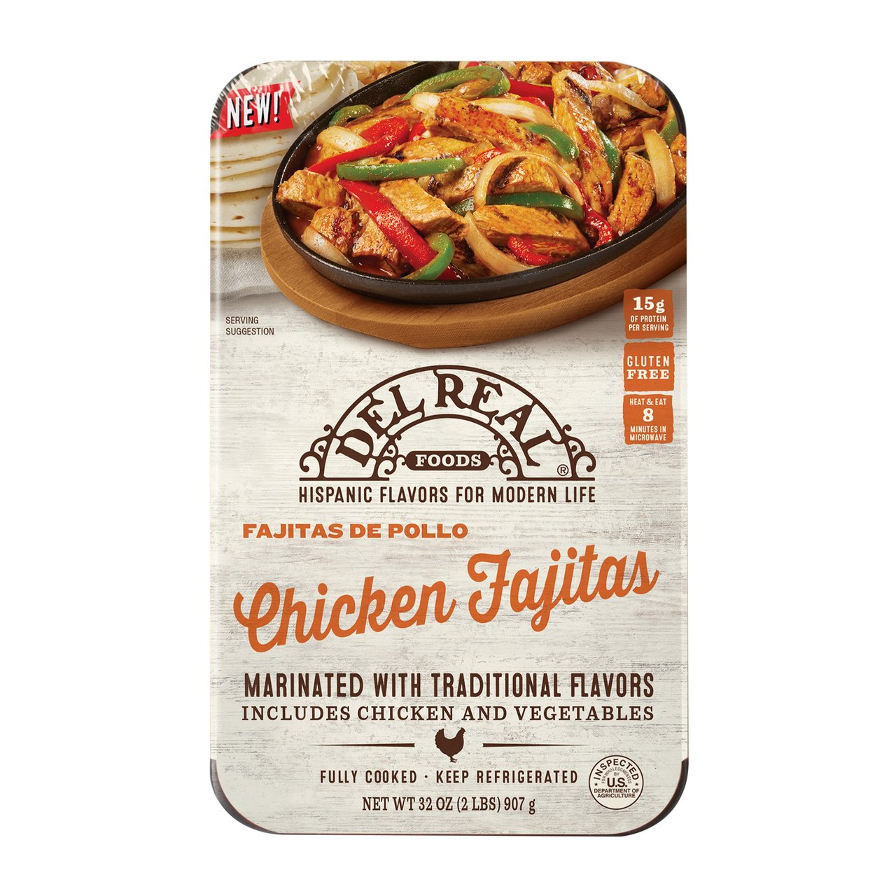 Del Real Chicken Fajitas, 32 oz (2 lb)