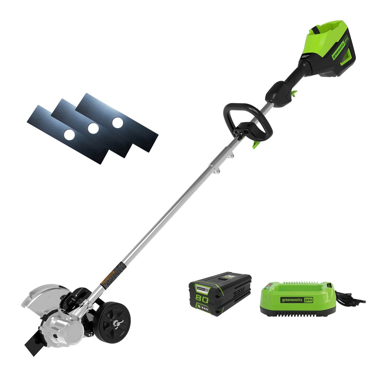 Greenworks 80V 8" Stick Edger with Blades, Battery & Charger - Image 1