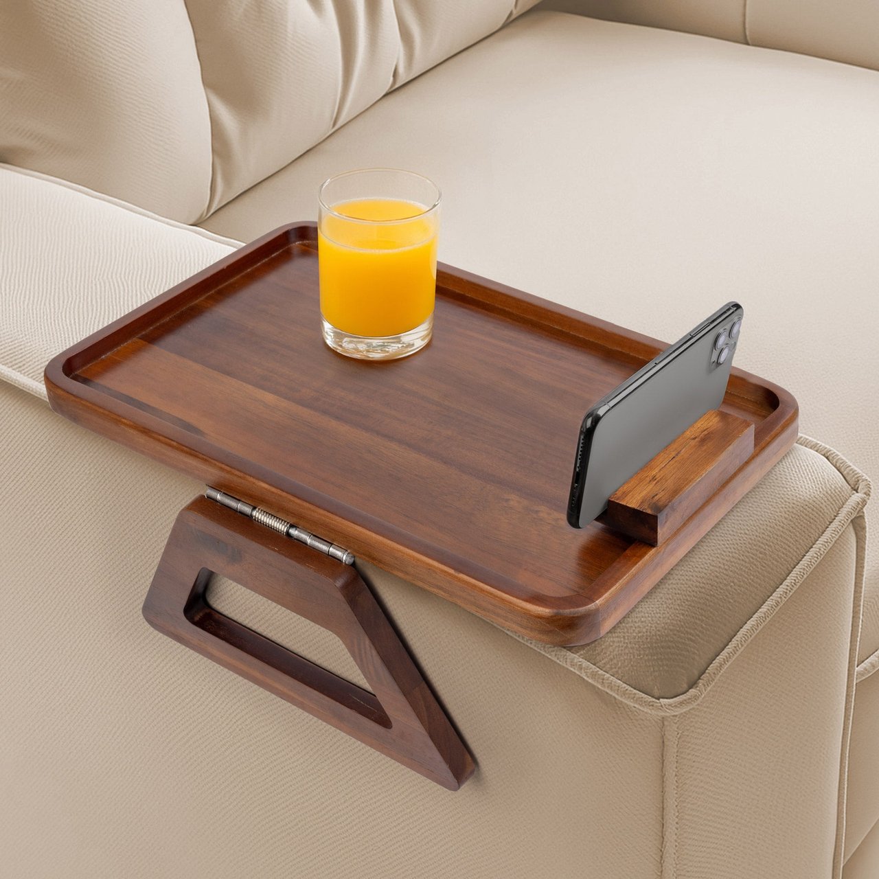 Smart Design Acacia Sofa Arm Tray - Image 1