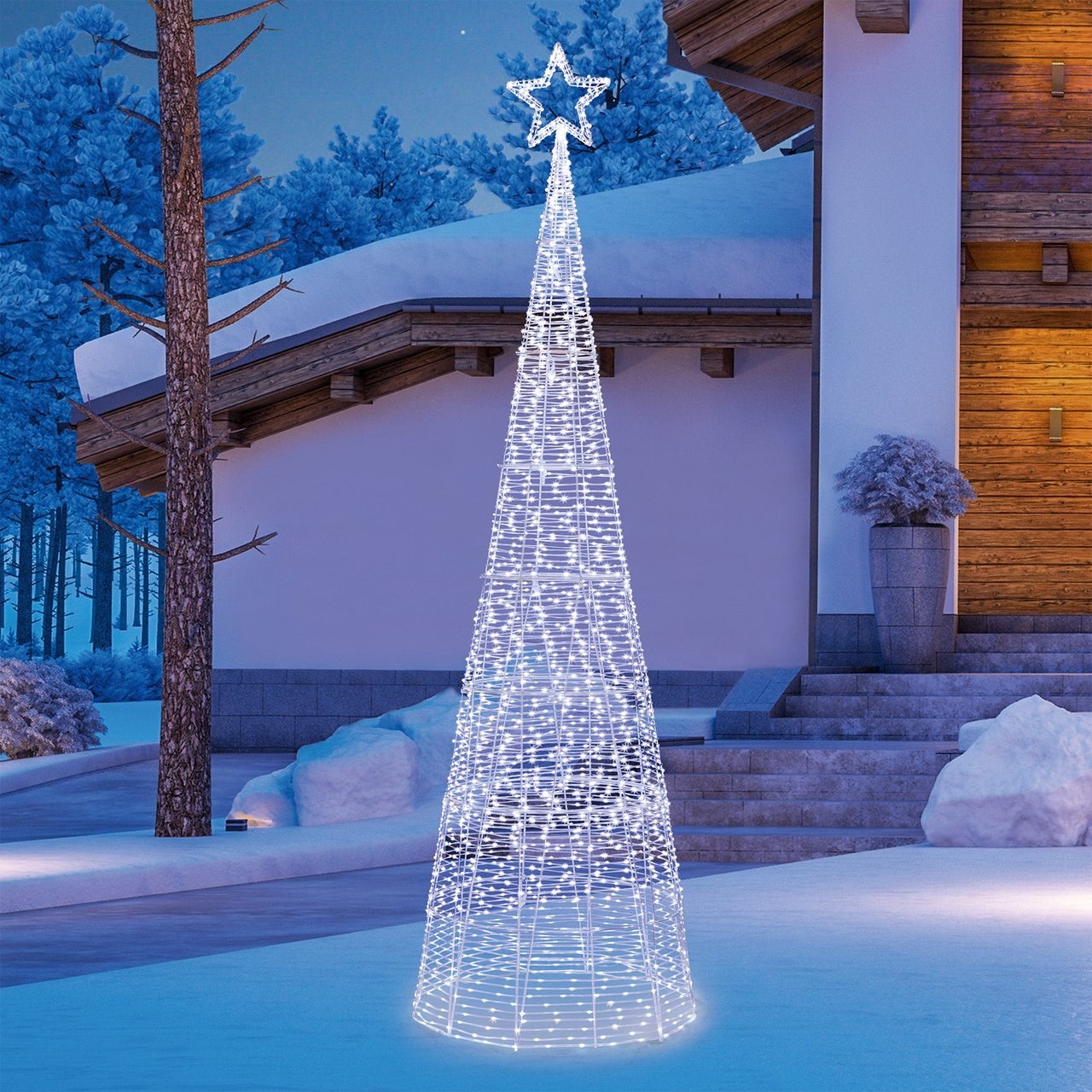 10' Cone Tree with 2,000 LED Lights Multi Color or White - Image 1
