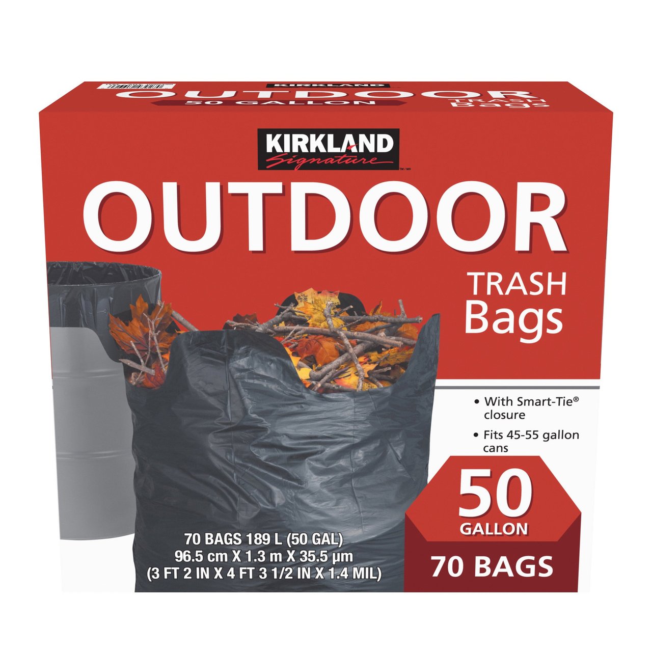 Kirkland Signature 50-Gallon Outdoor Trash Bag, 70-Count - Image 1
