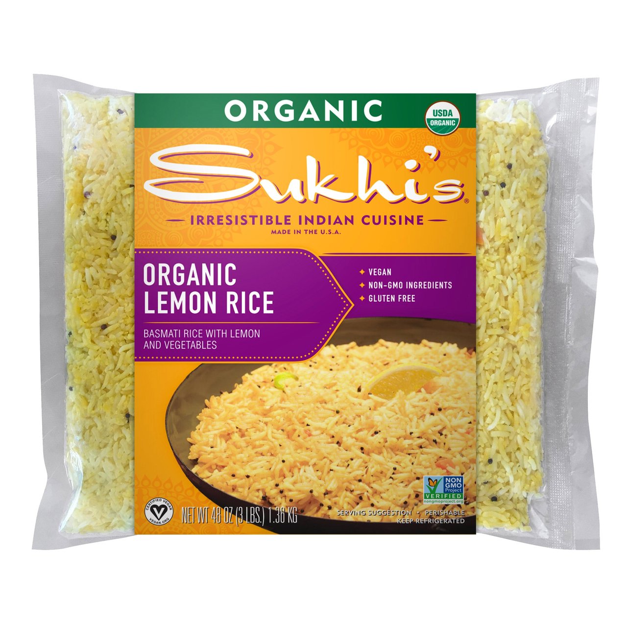 Sukhi's Organic Lemon Rice 2/24 oz - Image 1