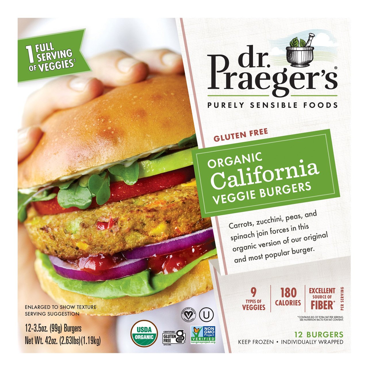 Organic Dr. Praeger's California Veggie Burgers, 12 Count, 42 Ounces - Image 1
