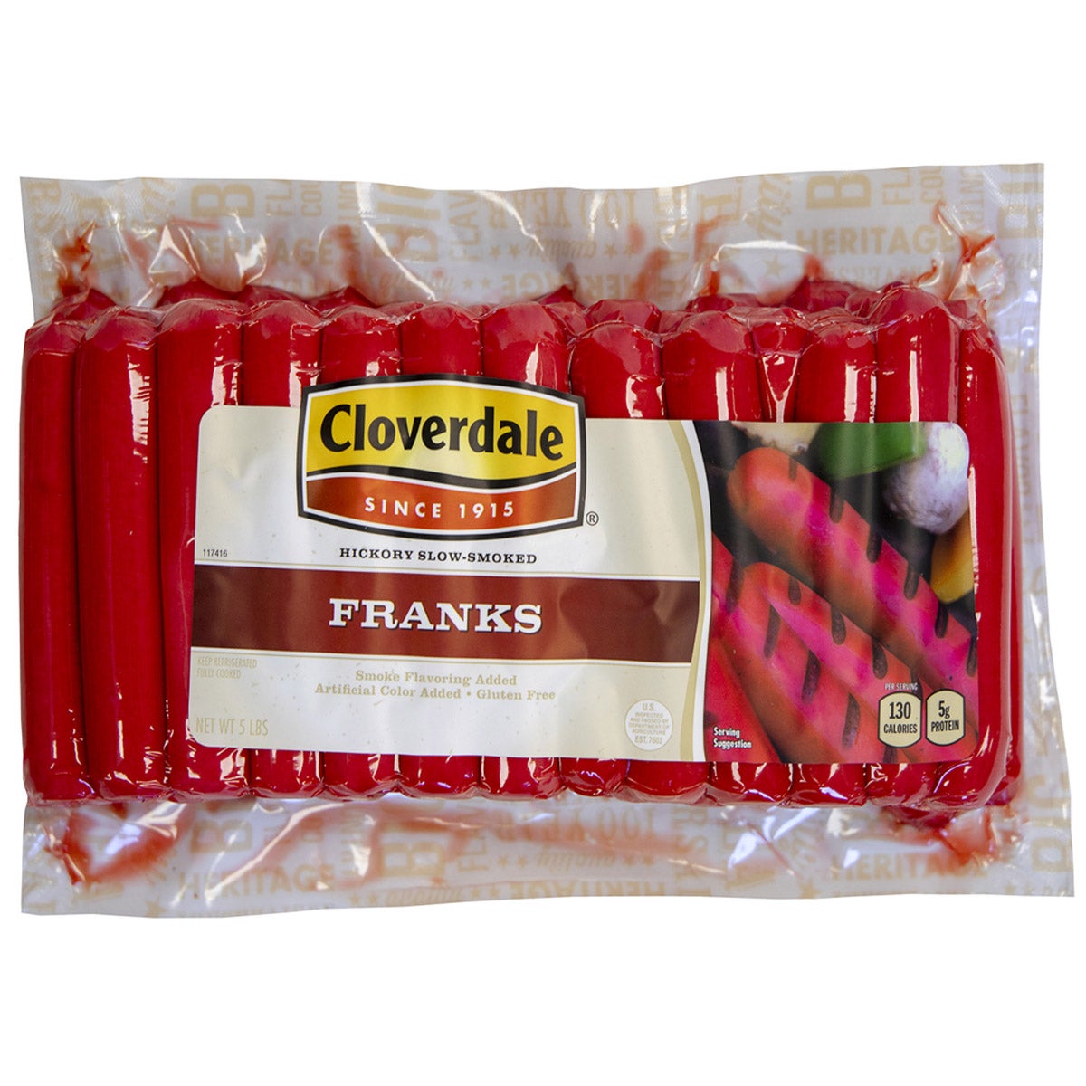 Cloverdale Hickory Smoked Franks 5 Pound Package - Image 1