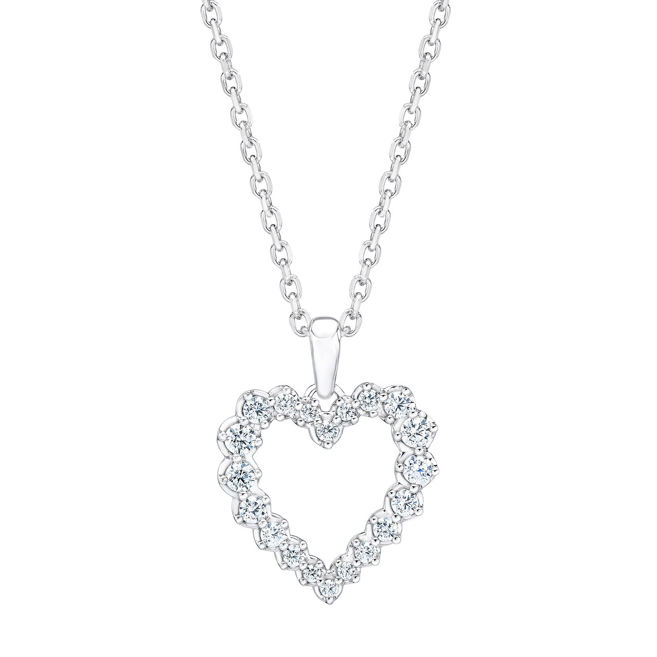 14kt White Gold VS2 I 0.50 CTW Round Diamond Heart Pendant - Image 1