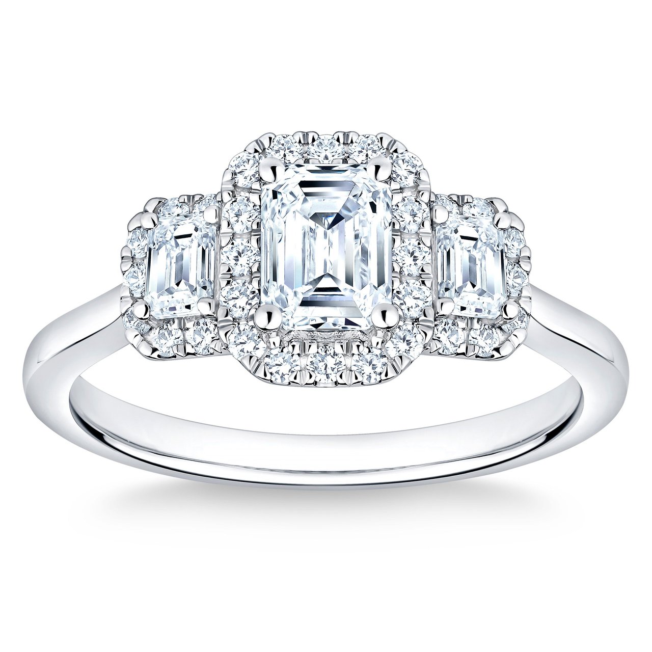 Platinum VS2 G 1.17ctw Emerald & Round Diamond Ring (0.70ct Center) - Image 1