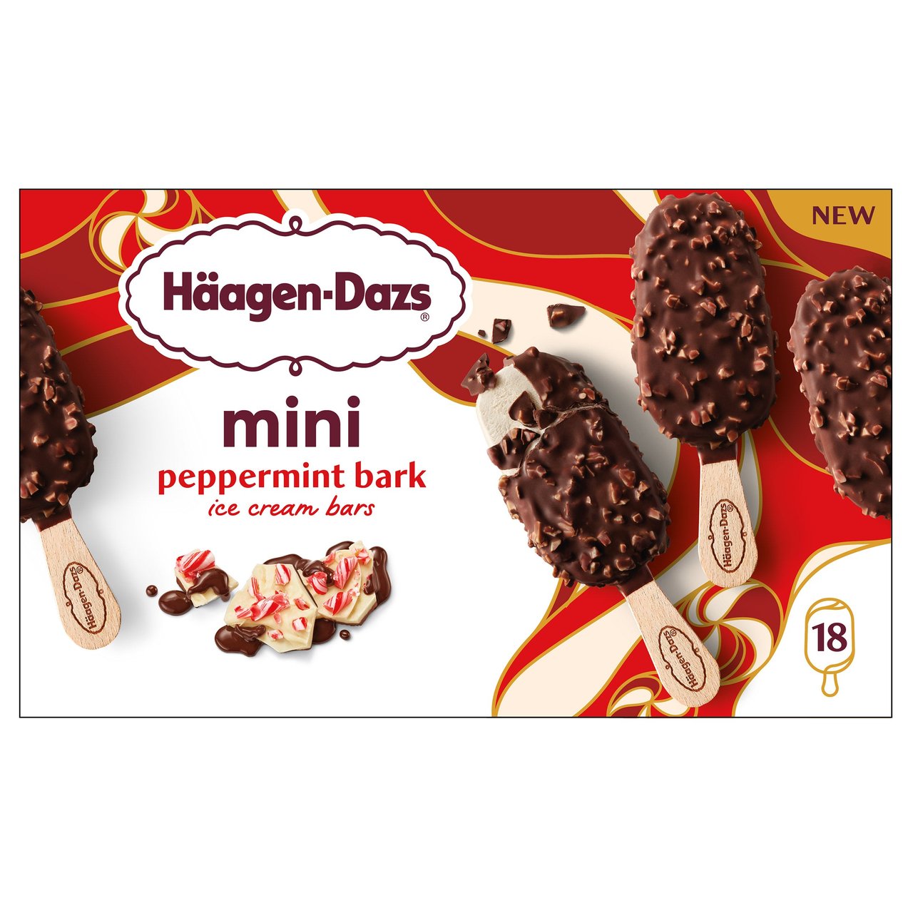 Häagen-Dazs Mini Peppermint Bark Ice Cream Bars, 18 ct, 33.3 oz - Image 1