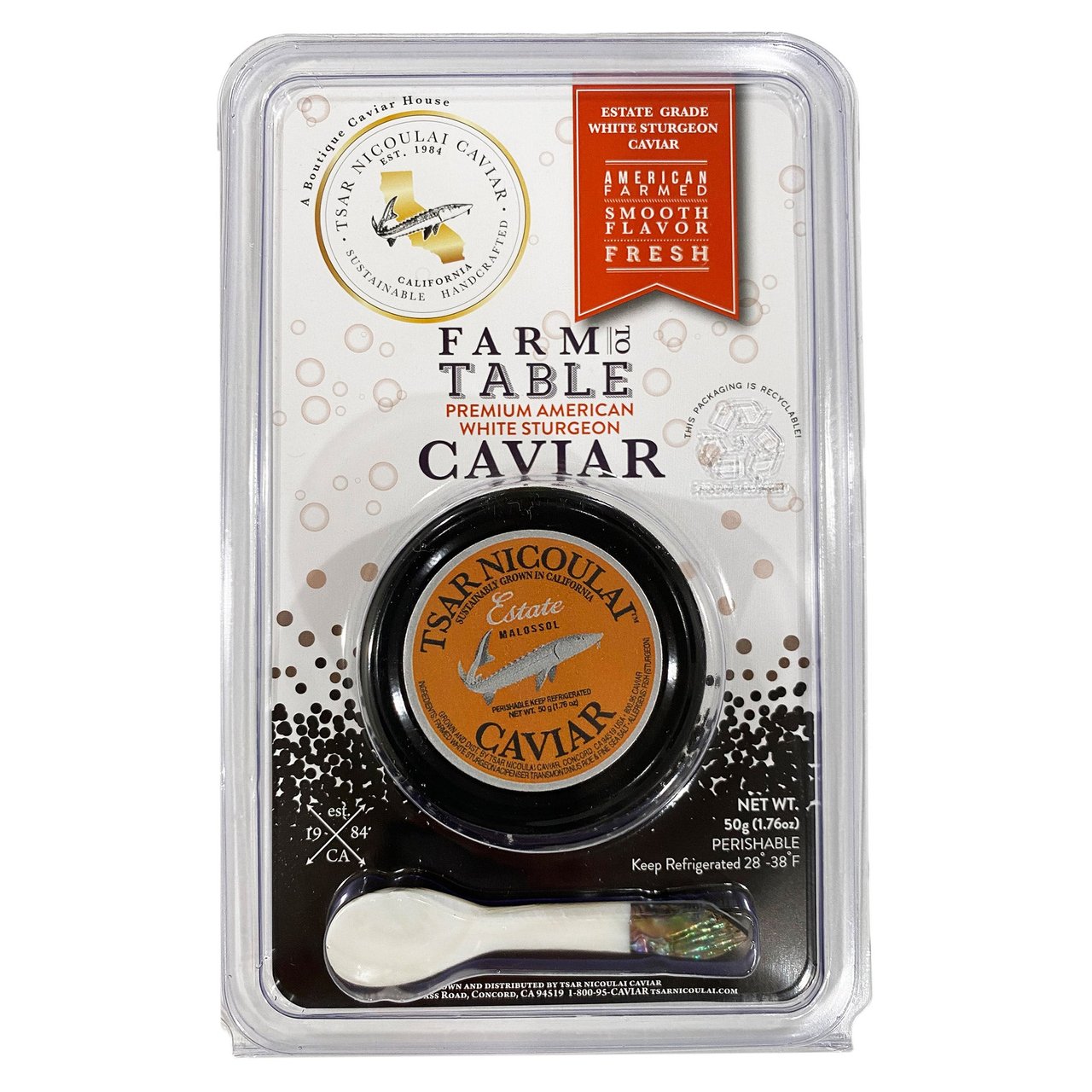 Tsar Nicoulai Caviar Estate Grade Caviar 1.76 Ounces - Image 1