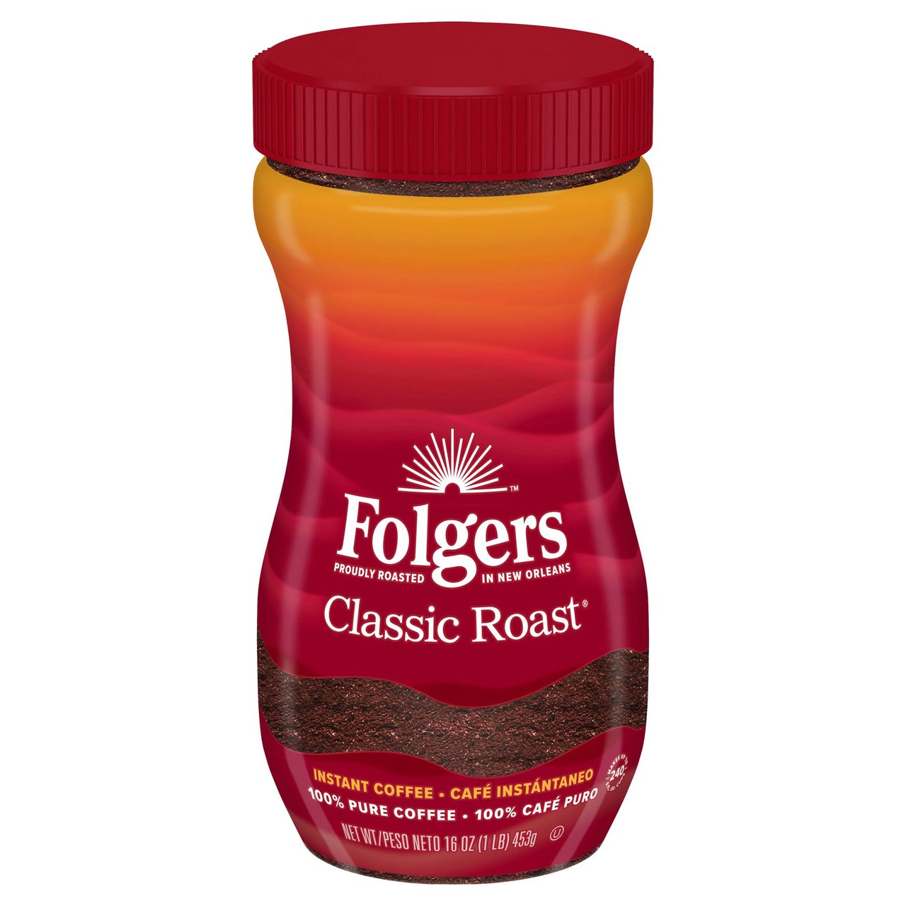 Folgers Classic Roast Instant Coffee 16 oz - Image 1