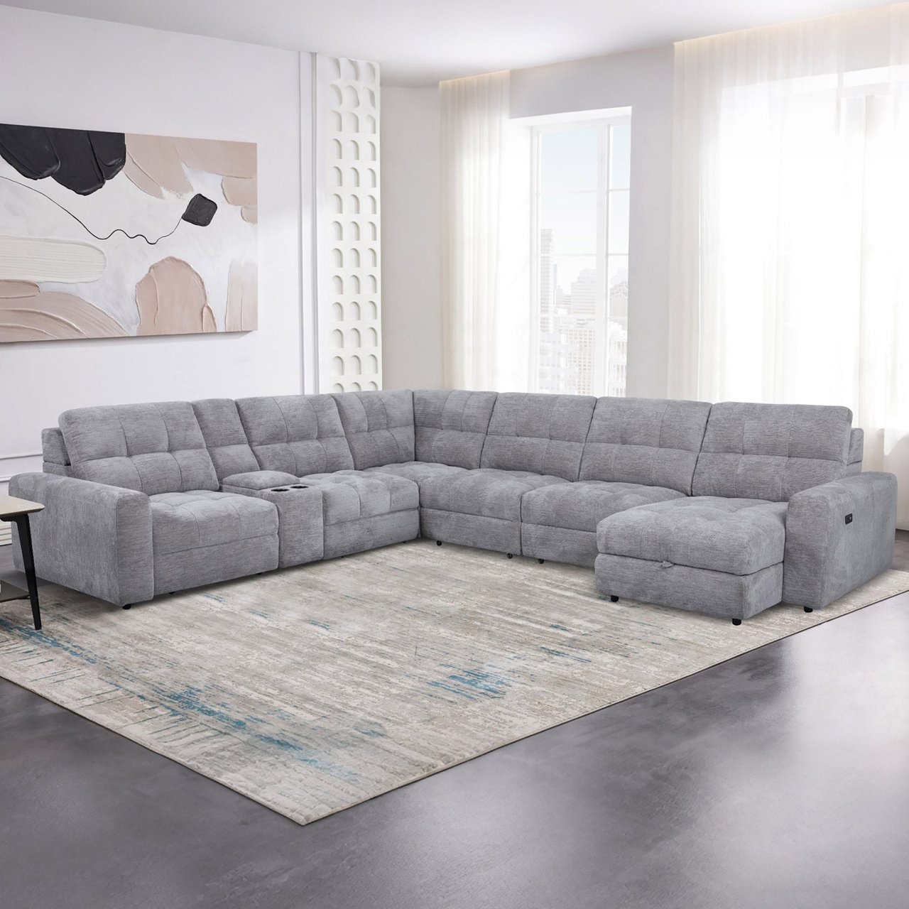 Emma Fabric 7-Piece Power Reclining Sectional - Image 1