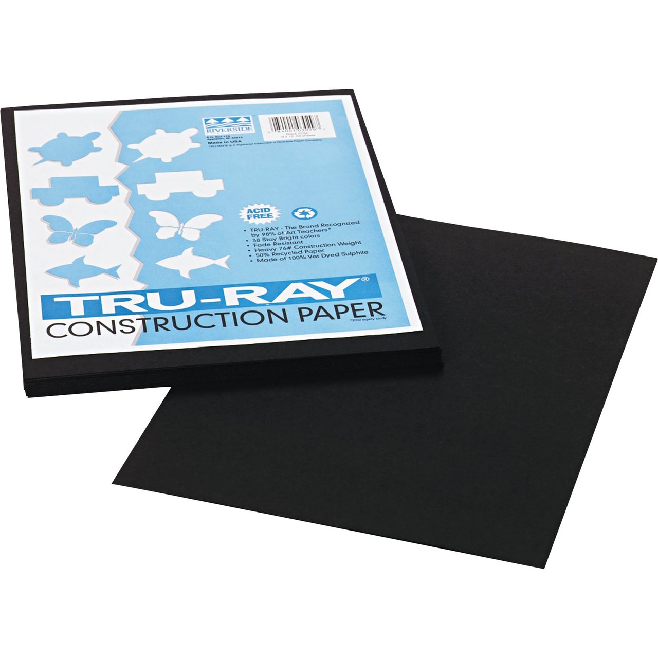 Pacon Tru-Ray 9x12 Construction Paper, 50 Sheets, Black (PAC103029)